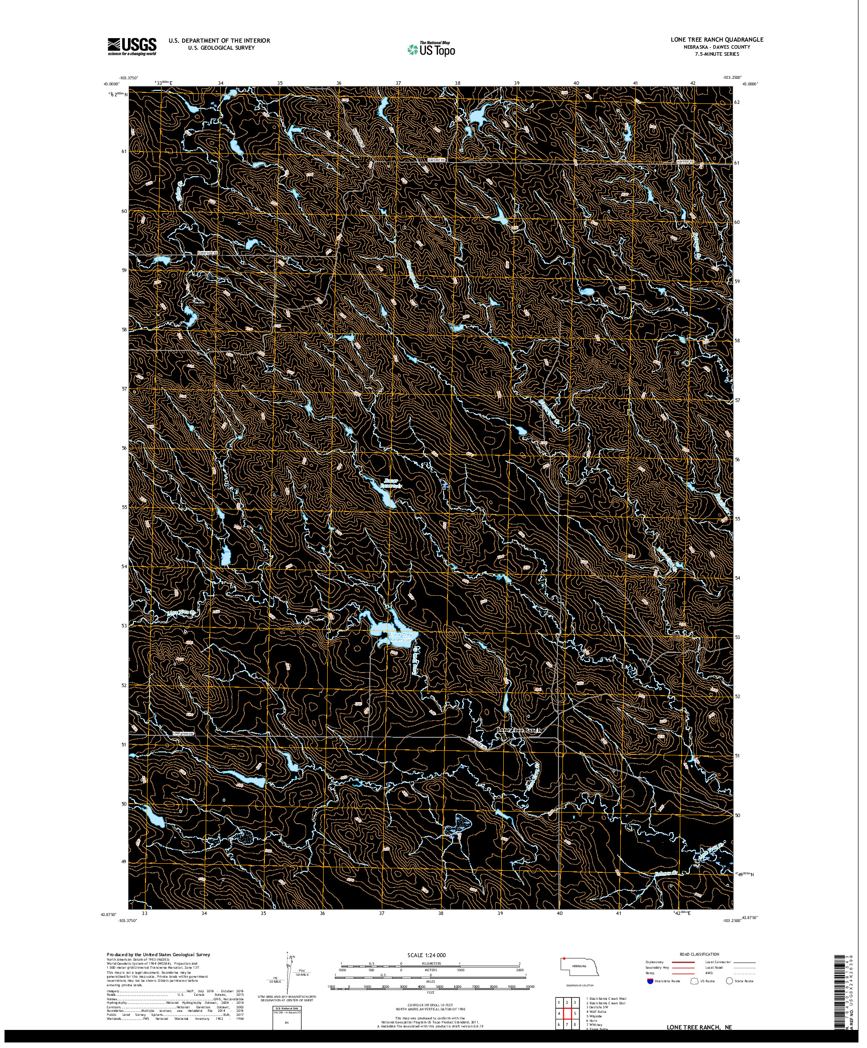 USGS US TOPO 7.5-MINUTE MAP FOR LONE TREE RANCH, NE 2017