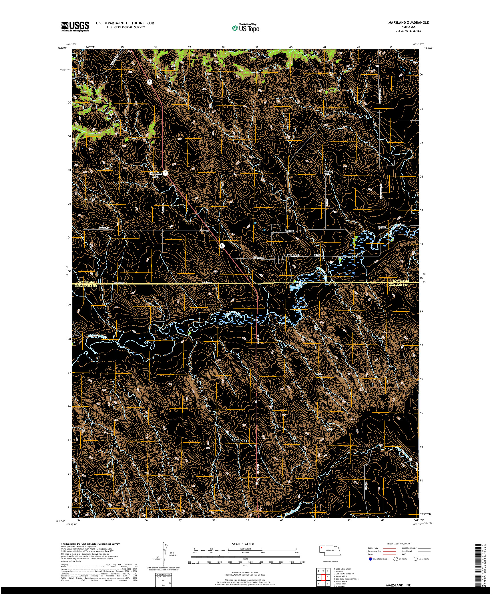 USGS US TOPO 7.5-MINUTE MAP FOR MARSLAND, NE 2017