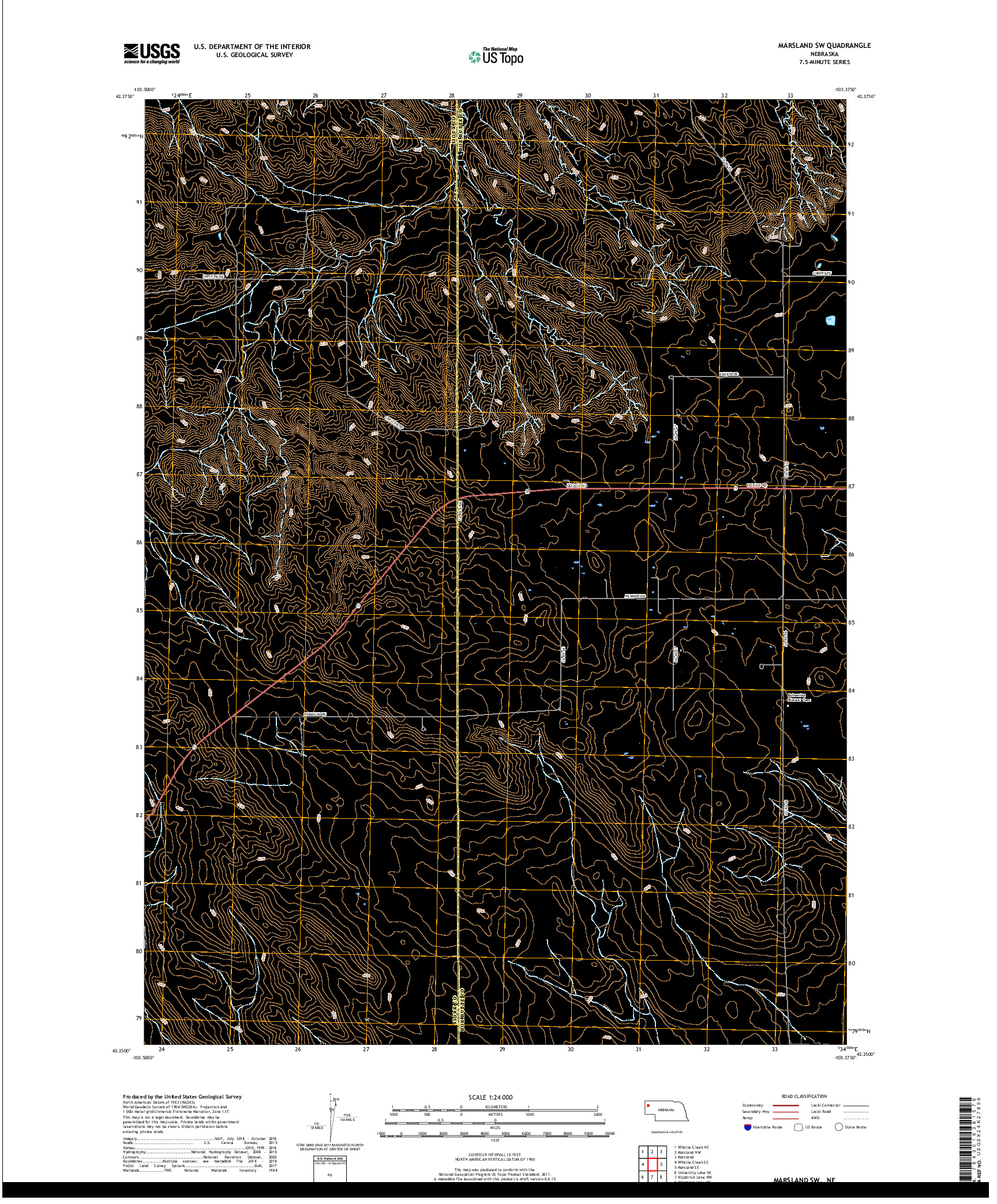 USGS US TOPO 7.5-MINUTE MAP FOR MARSLAND SW, NE 2017