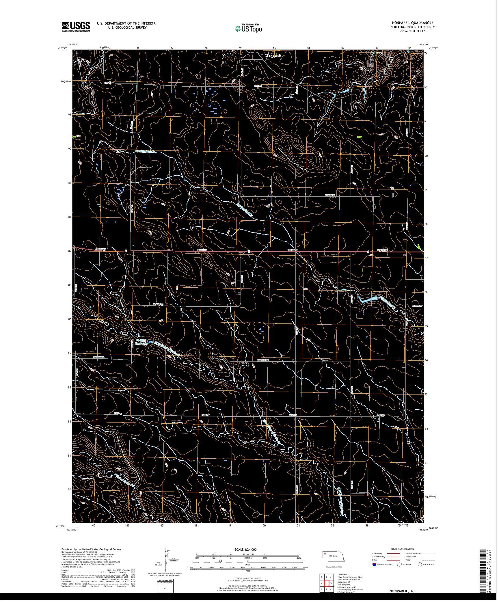 USGS US TOPO 7.5-MINUTE MAP FOR NONPAREIL, NE 2017