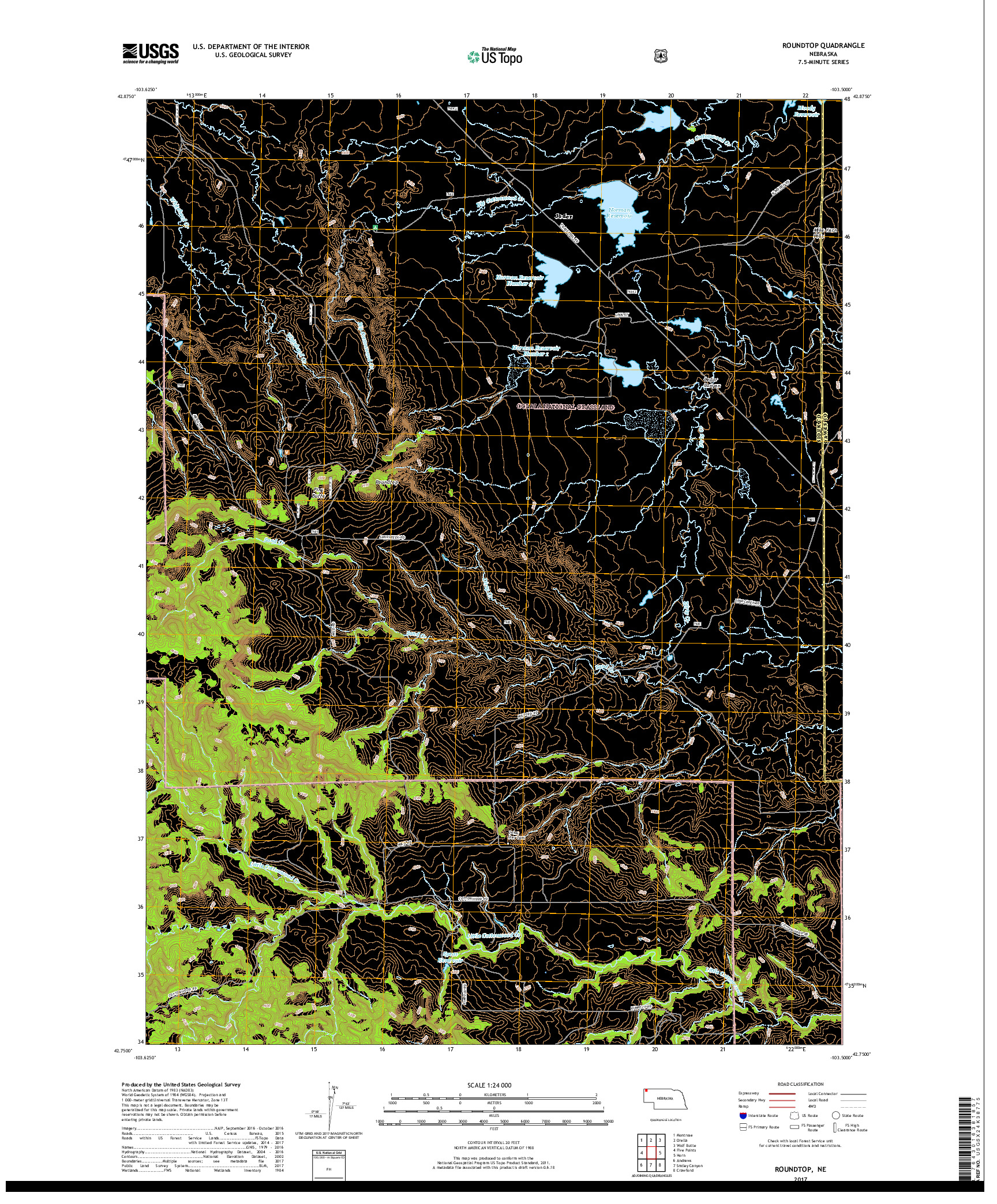 USGS US TOPO 7.5-MINUTE MAP FOR ROUNDTOP, NE 2017