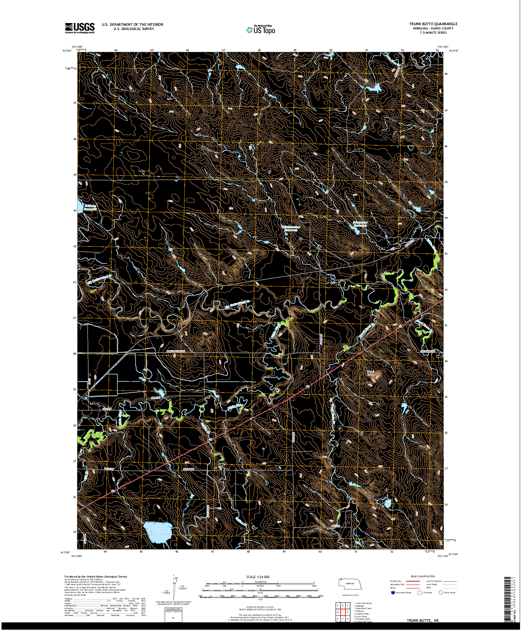 USGS US TOPO 7.5-MINUTE MAP FOR TRUNK BUTTE, NE 2017