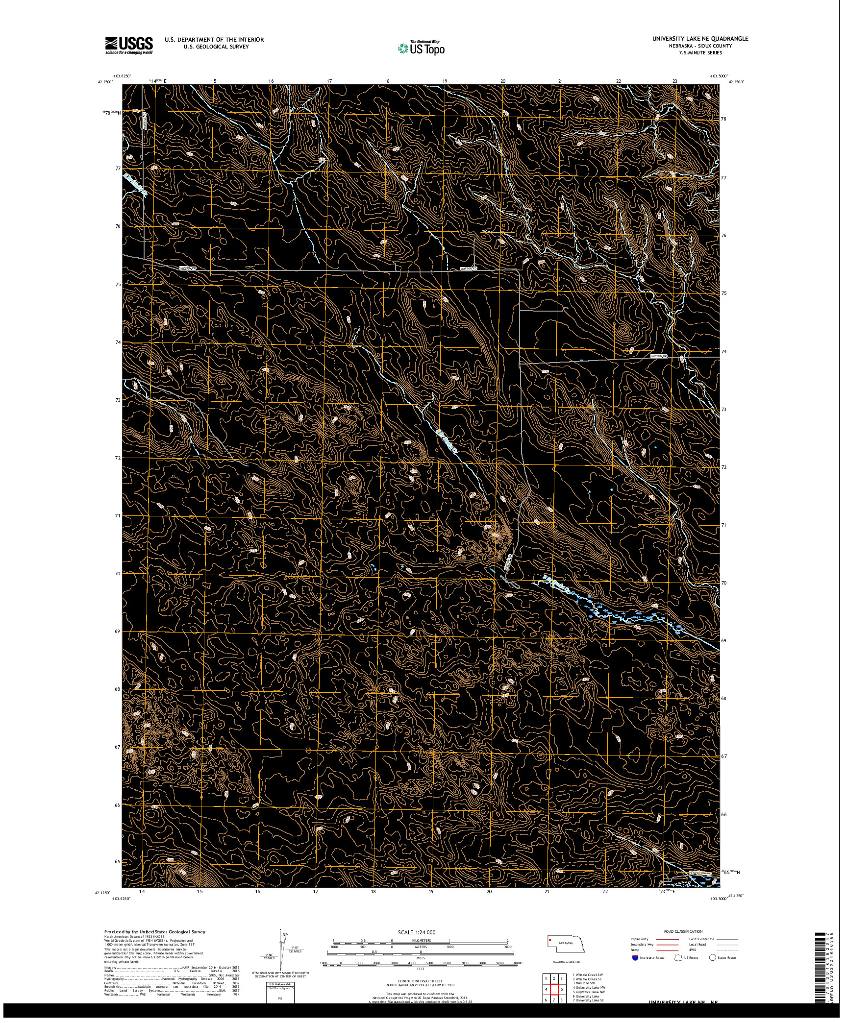 USGS US TOPO 7.5-MINUTE MAP FOR UNIVERSITY LAKE NE, NE 2017