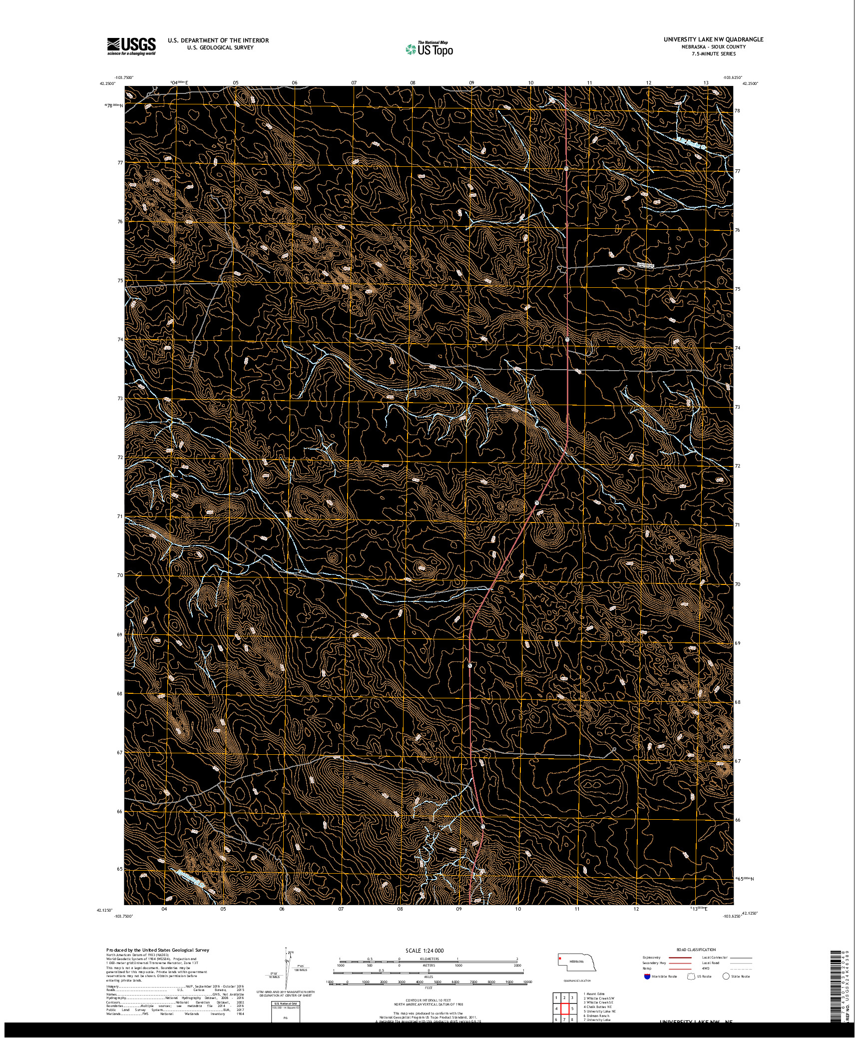 USGS US TOPO 7.5-MINUTE MAP FOR UNIVERSITY LAKE NW, NE 2017