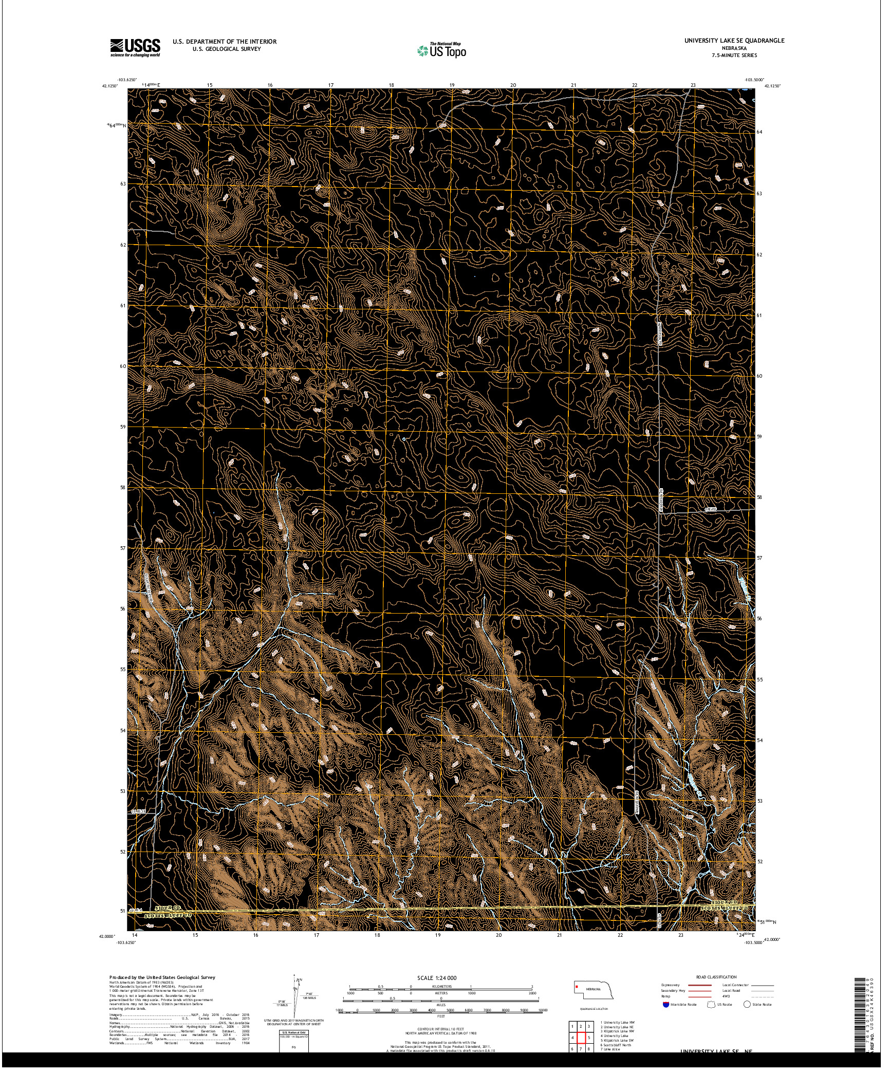 USGS US TOPO 7.5-MINUTE MAP FOR UNIVERSITY LAKE SE, NE 2017