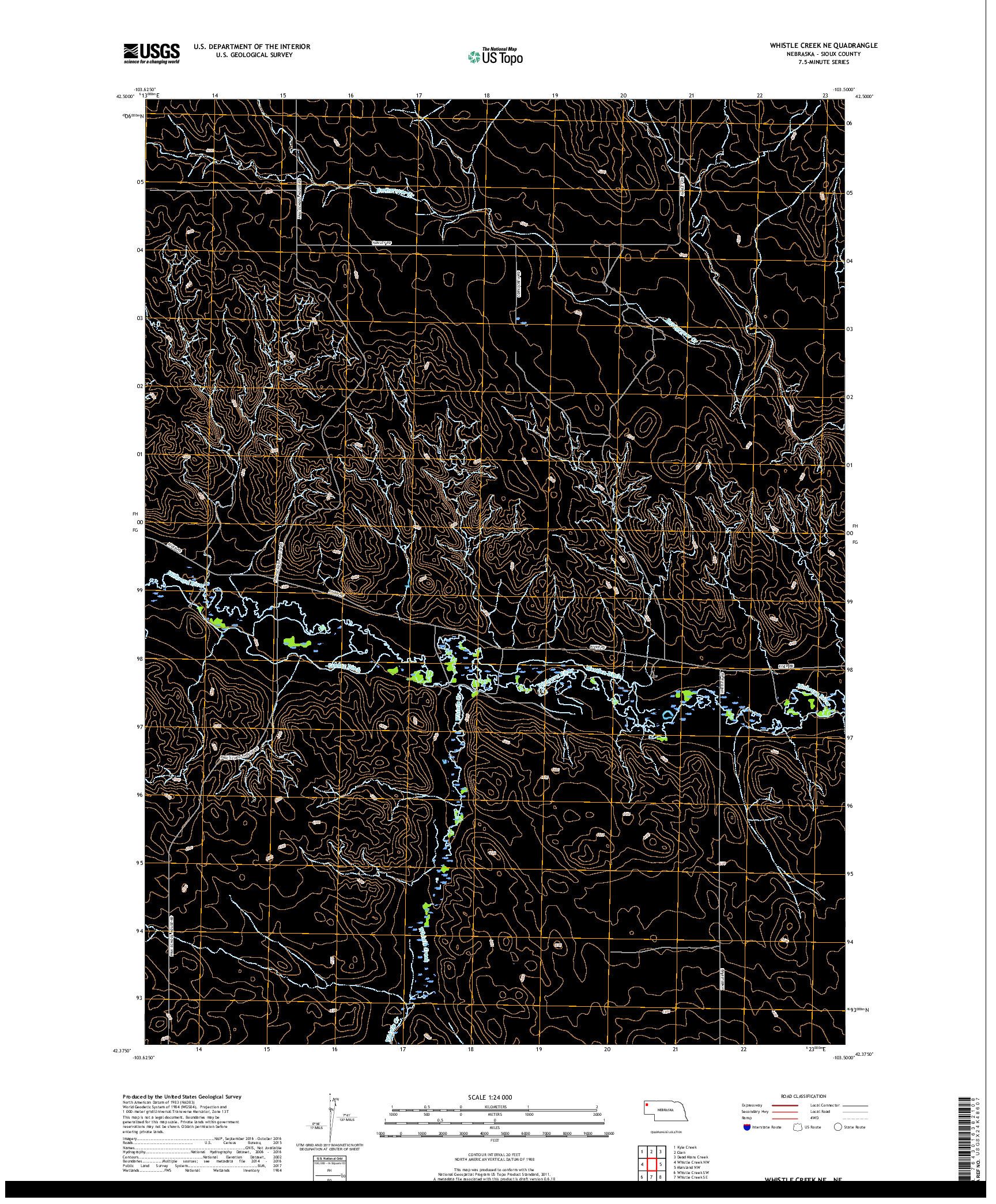 USGS US TOPO 7.5-MINUTE MAP FOR WHISTLE CREEK NE, NE 2017