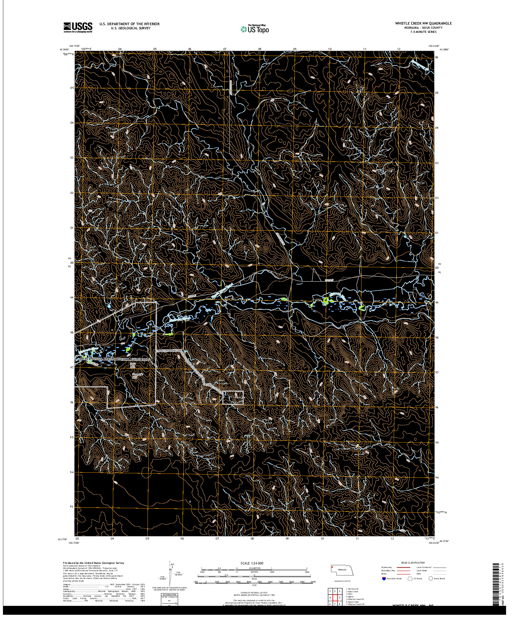 USGS US TOPO 7.5-MINUTE MAP FOR WHISTLE CREEK NW, NE 2017