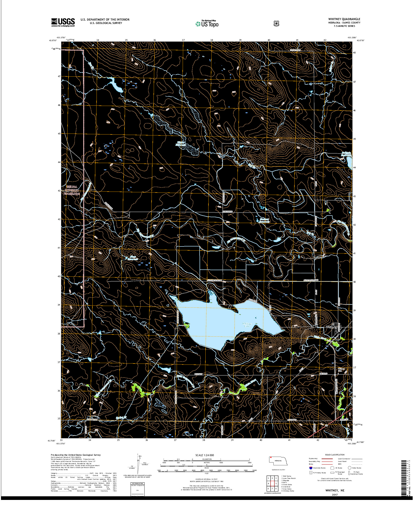 USGS US TOPO 7.5-MINUTE MAP FOR WHITNEY, NE 2017