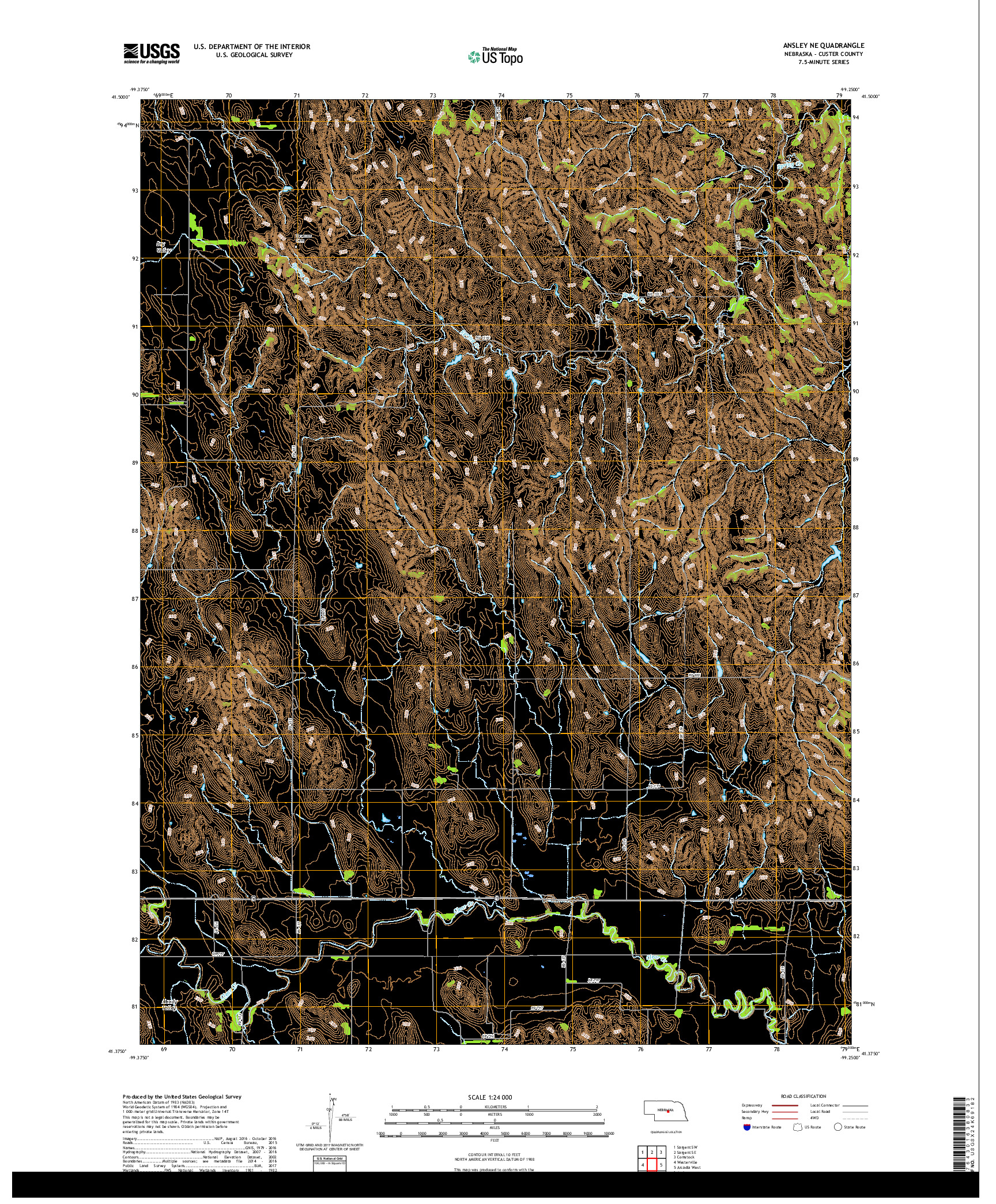 USGS US TOPO 7.5-MINUTE MAP FOR ANSLEY NE, NE 2017