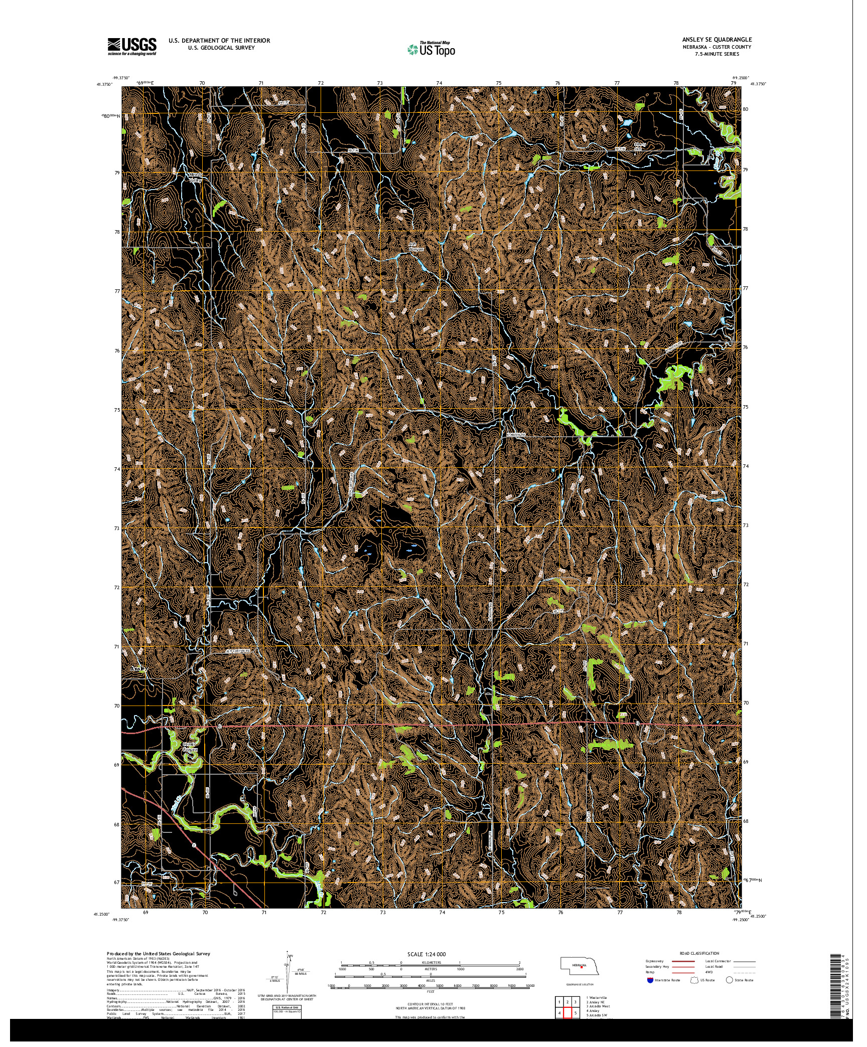 USGS US TOPO 7.5-MINUTE MAP FOR ANSLEY SE, NE 2017