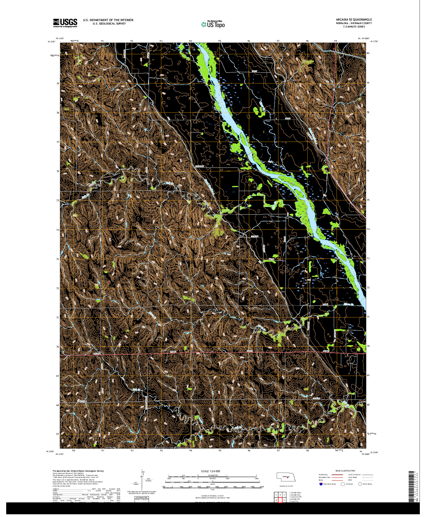 USGS US TOPO 7.5-MINUTE MAP FOR ARCADIA SE, NE 2017
