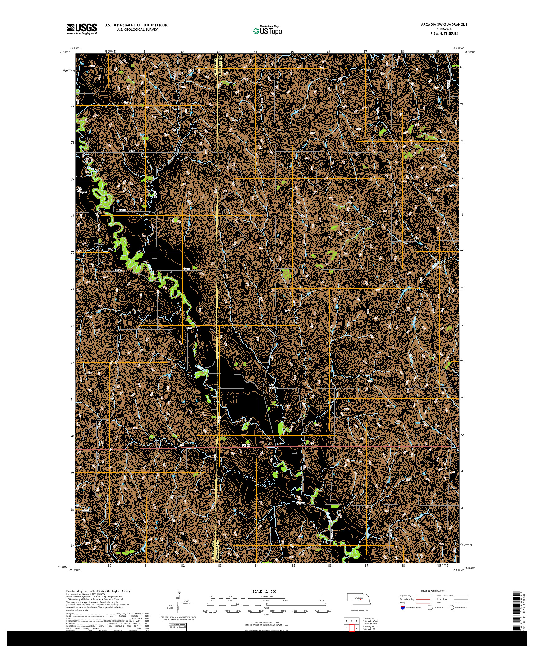 USGS US TOPO 7.5-MINUTE MAP FOR ARCADIA SW, NE 2017