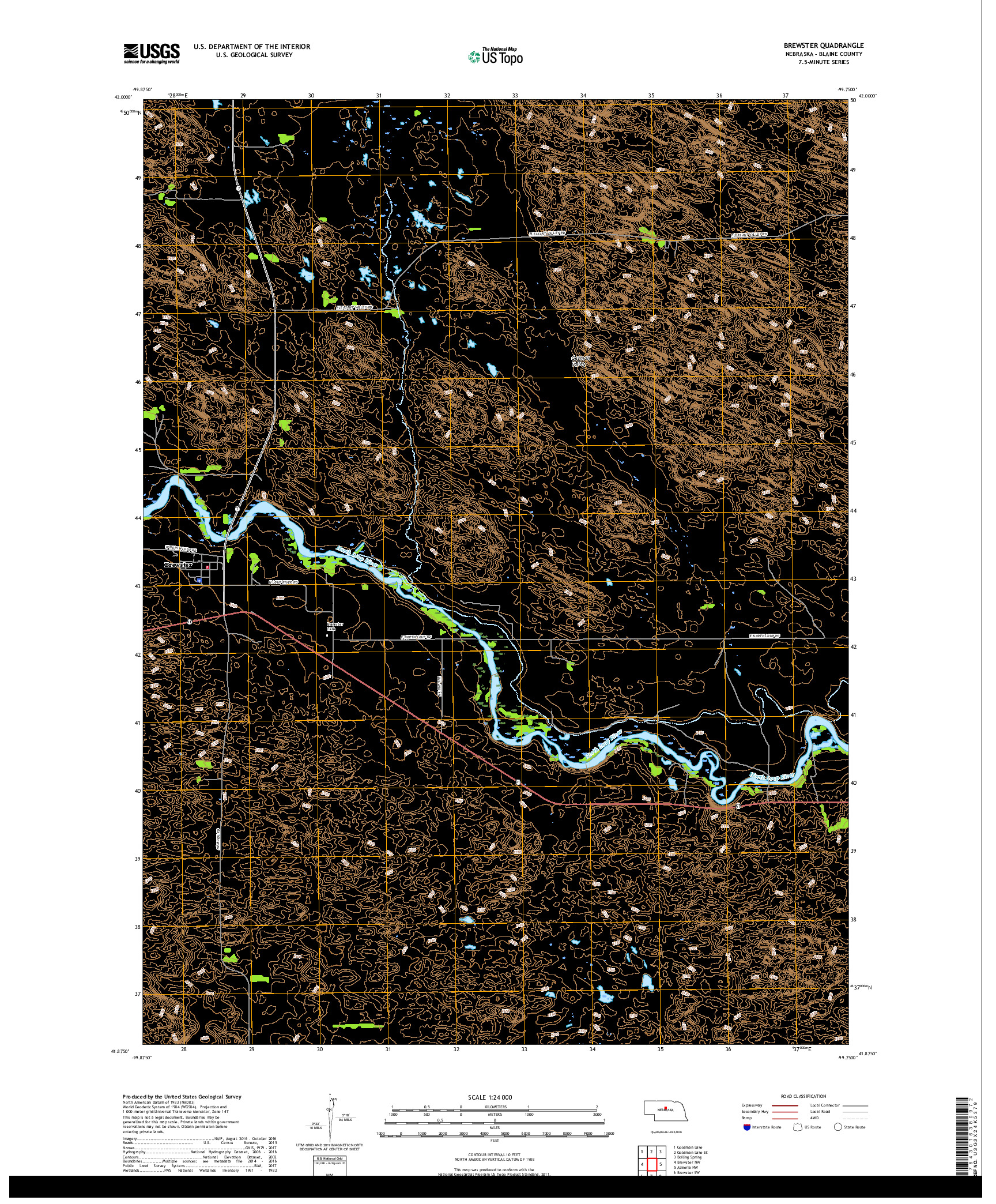 USGS US TOPO 7.5-MINUTE MAP FOR BREWSTER, NE 2017