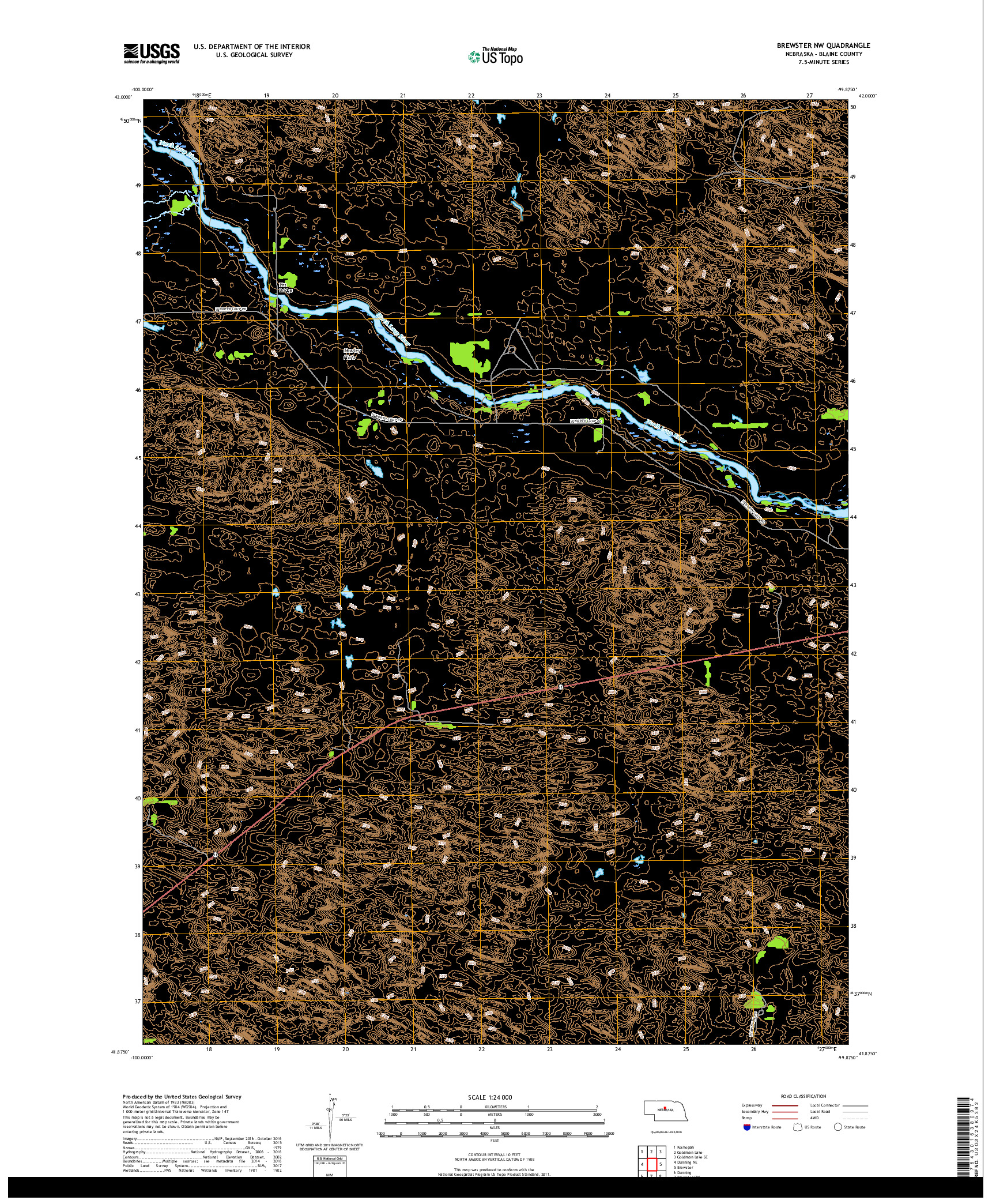 USGS US TOPO 7.5-MINUTE MAP FOR BREWSTER NW, NE 2017