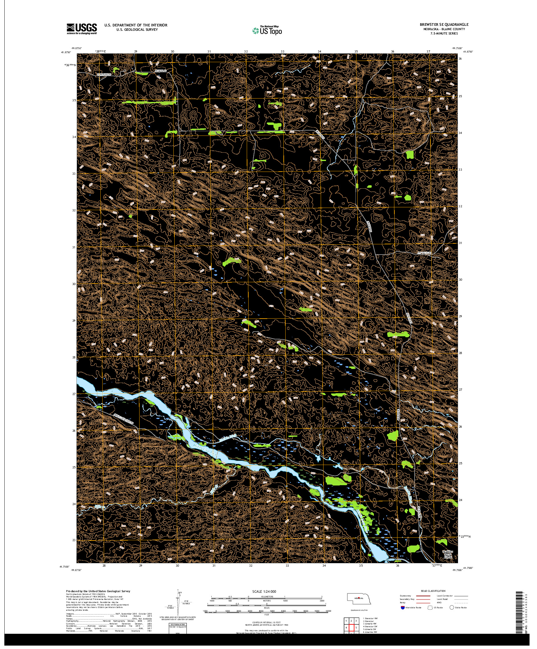 USGS US TOPO 7.5-MINUTE MAP FOR BREWSTER SE, NE 2017