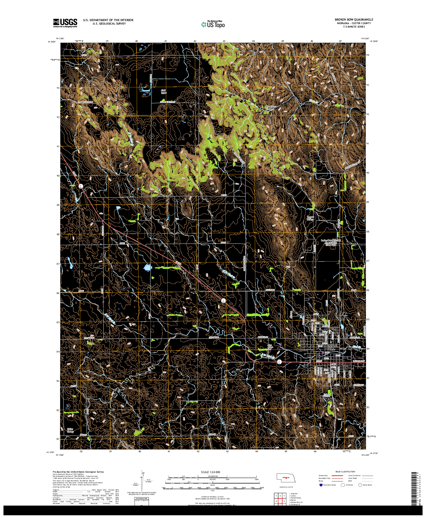 USGS US TOPO 7.5-MINUTE MAP FOR BROKEN BOW, NE 2017