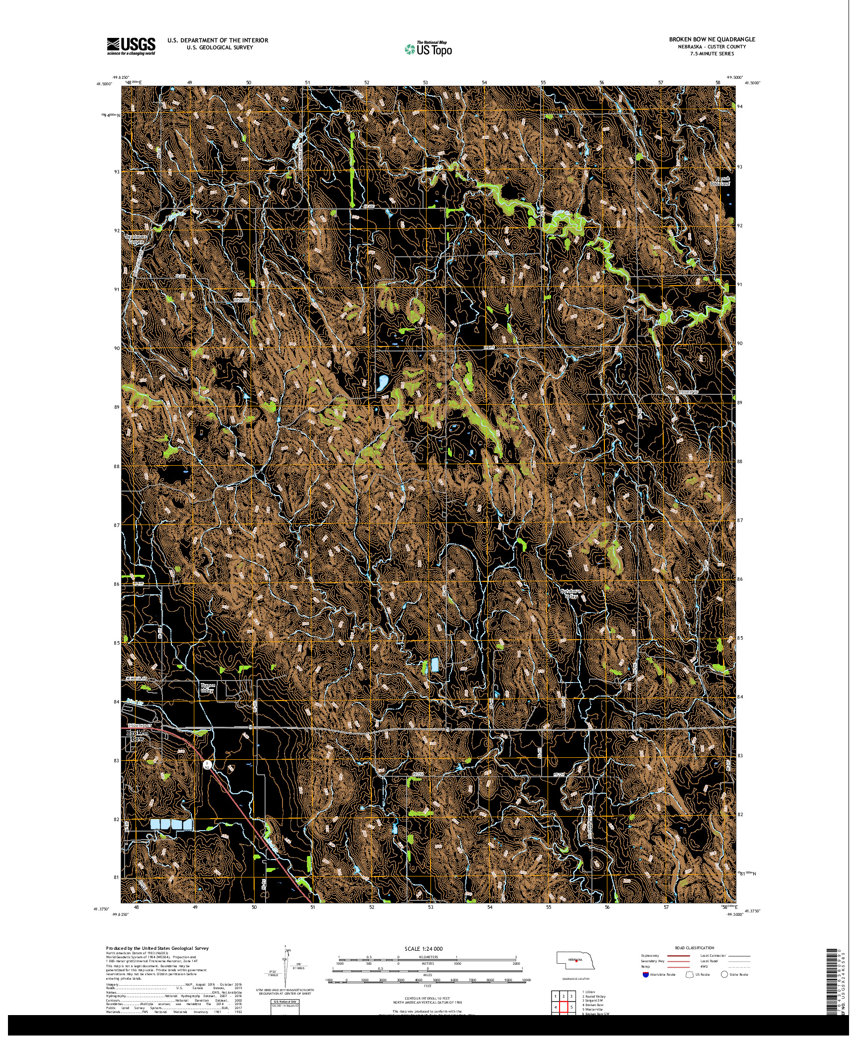 USGS US TOPO 7.5-MINUTE MAP FOR BROKEN BOW NE, NE 2017