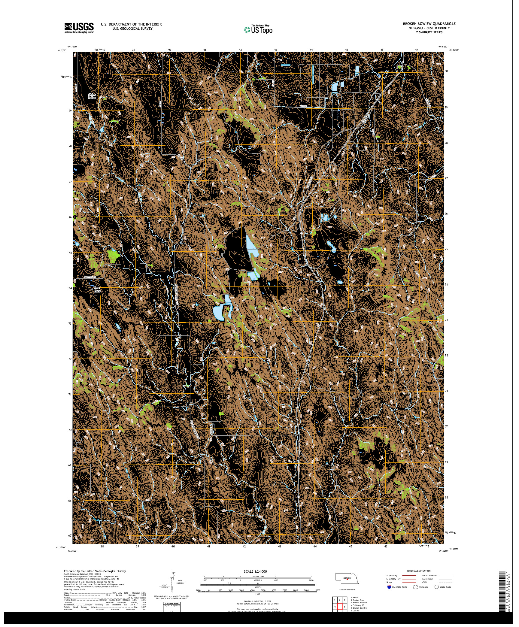 USGS US TOPO 7.5-MINUTE MAP FOR BROKEN BOW SW, NE 2017