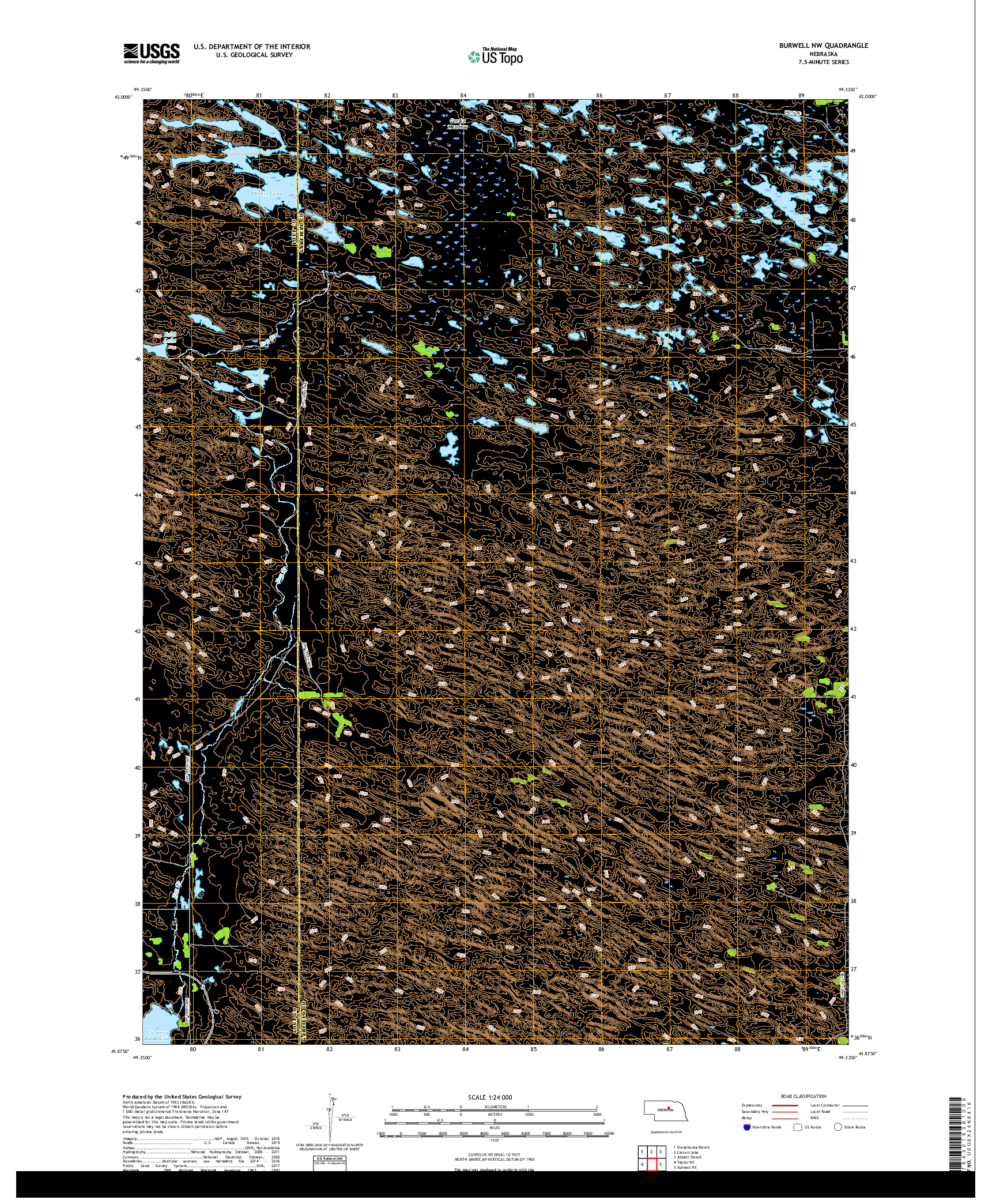 USGS US TOPO 7.5-MINUTE MAP FOR BURWELL NW, NE 2017