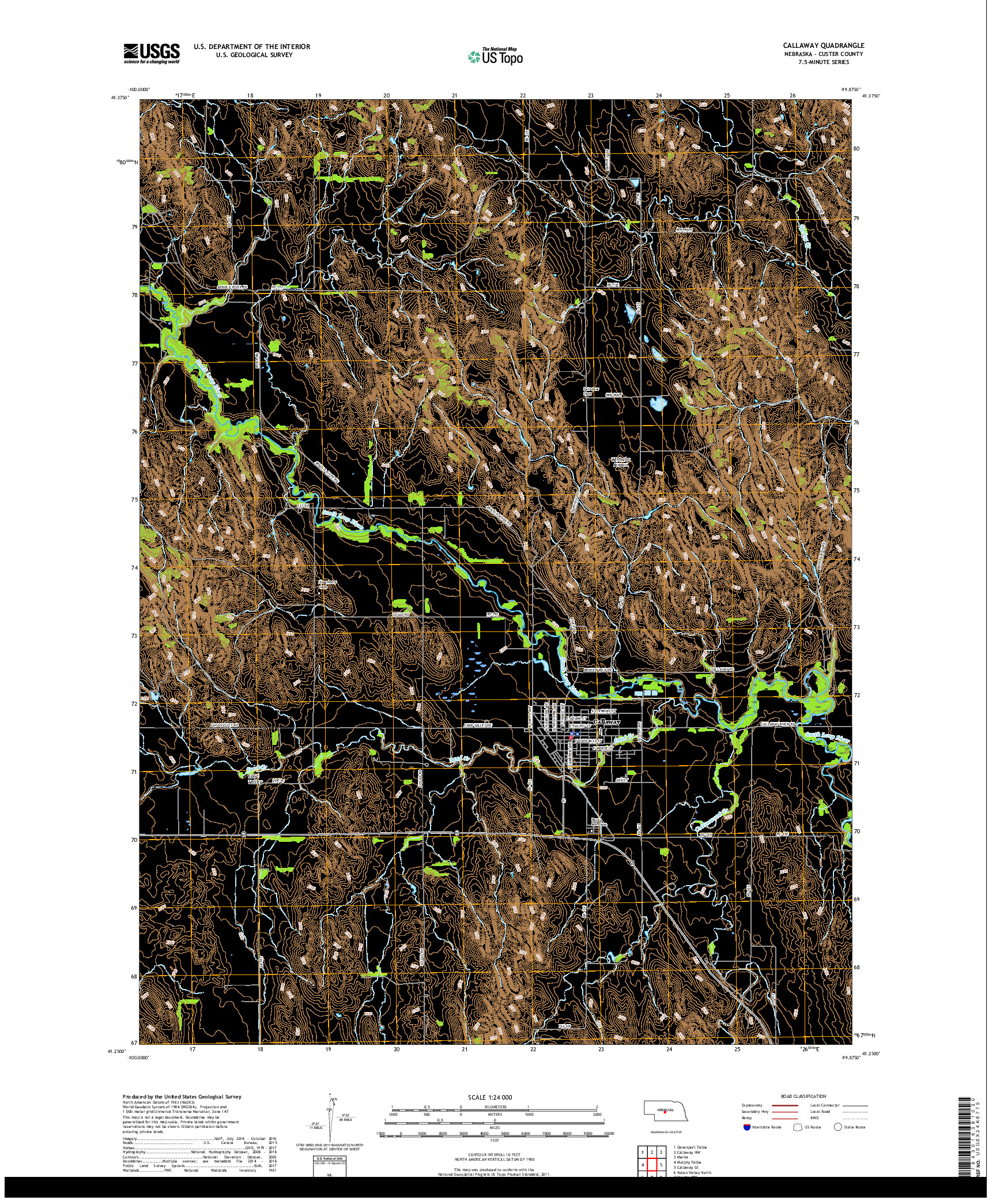 USGS US TOPO 7.5-MINUTE MAP FOR CALLAWAY, NE 2017