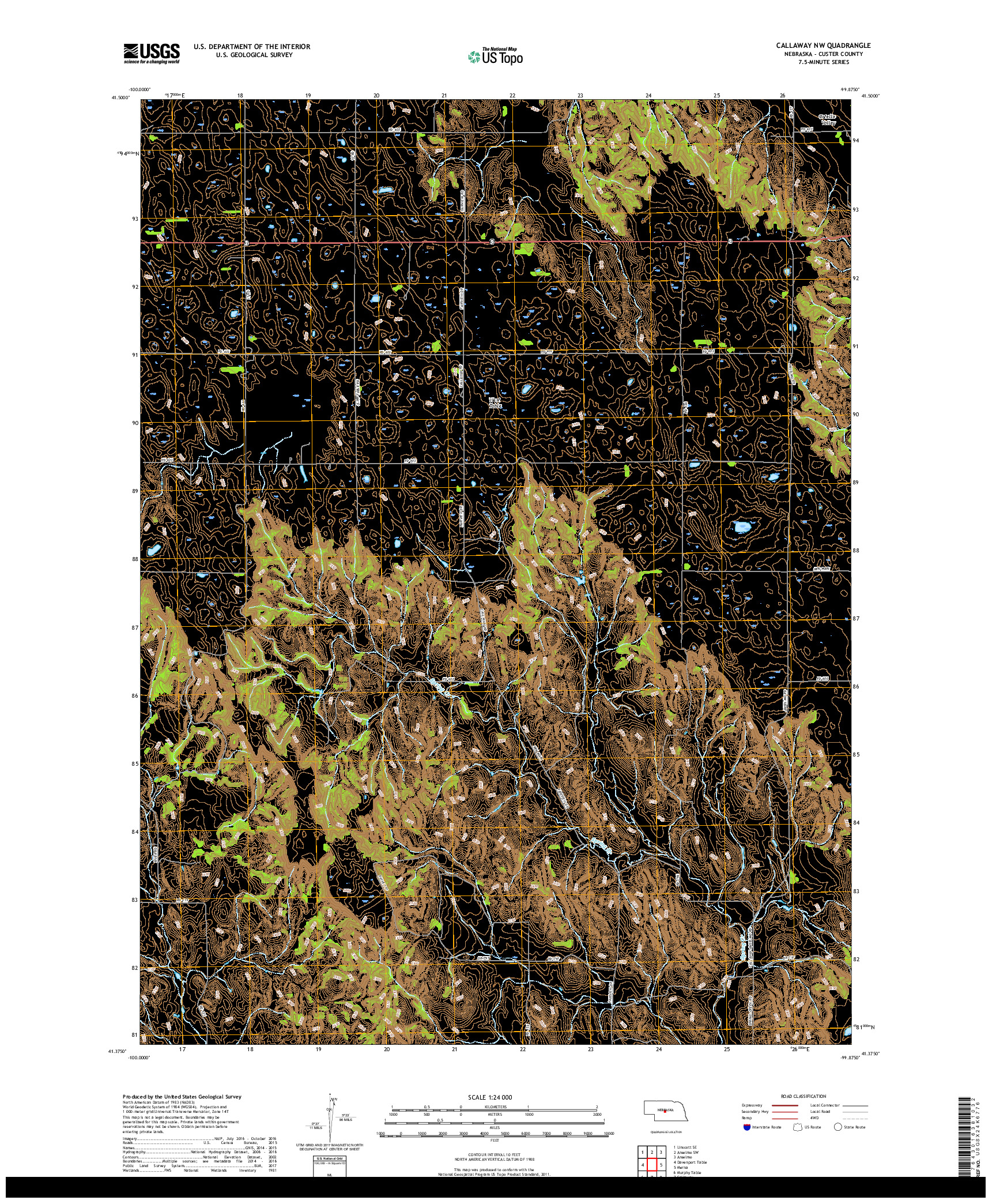 USGS US TOPO 7.5-MINUTE MAP FOR CALLAWAY NW, NE 2017