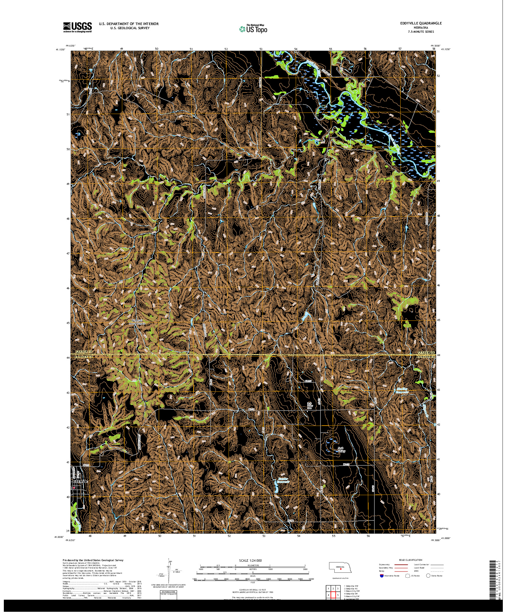 USGS US TOPO 7.5-MINUTE MAP FOR EDDYVILLE, NE 2017