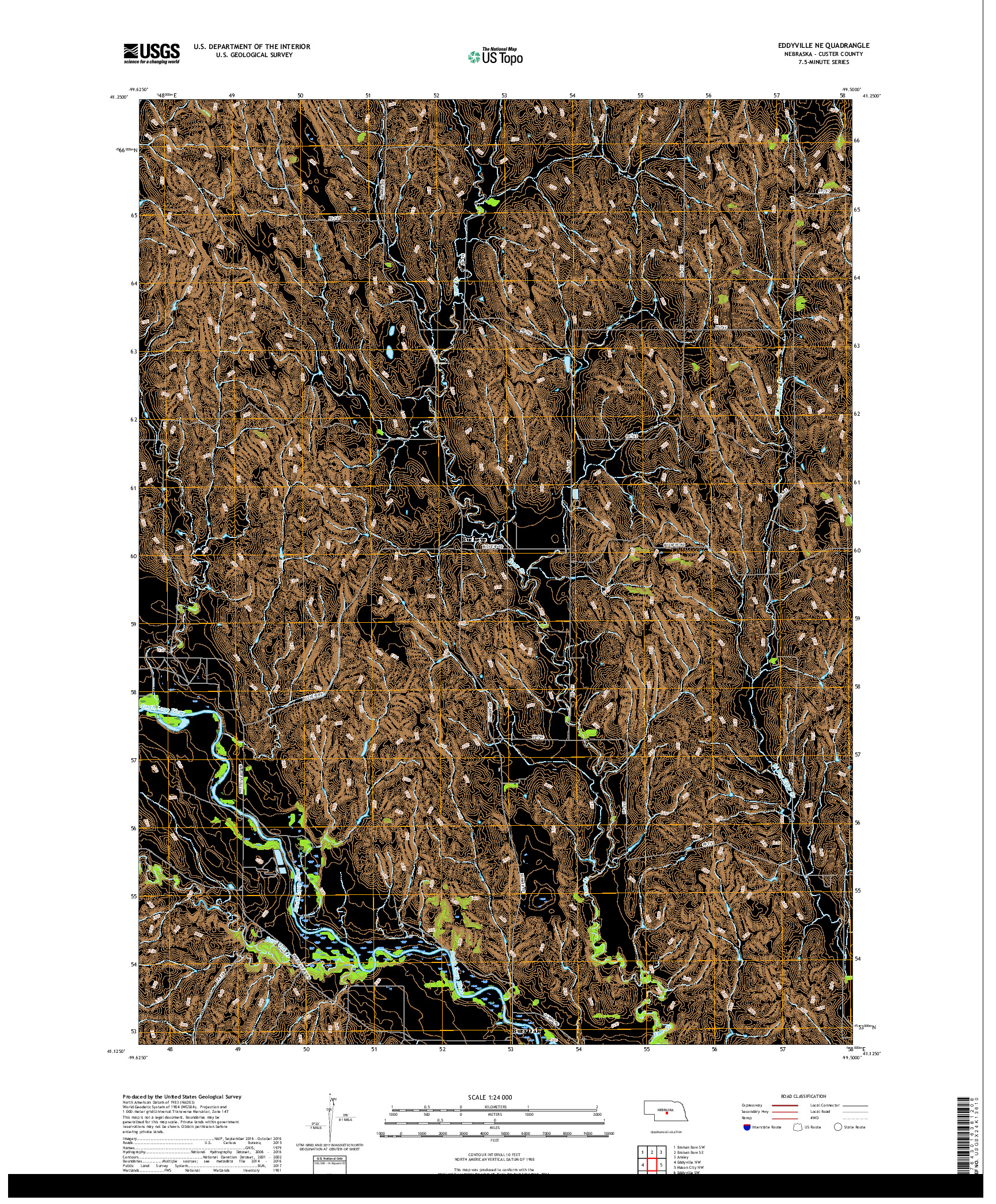 USGS US TOPO 7.5-MINUTE MAP FOR EDDYVILLE NE, NE 2017