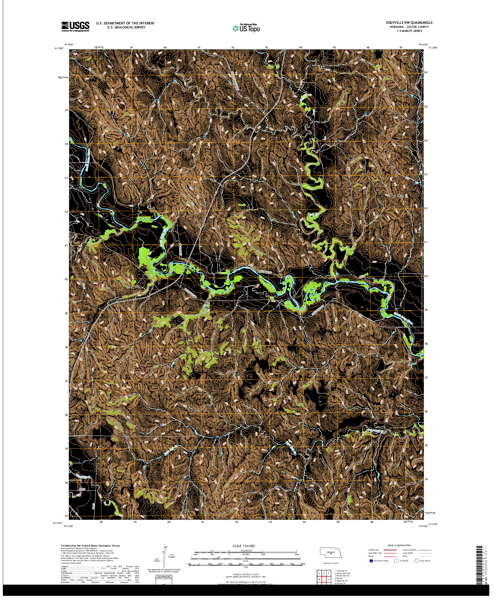 USGS US TOPO 7.5-MINUTE MAP FOR EDDYVILLE NW, NE 2017