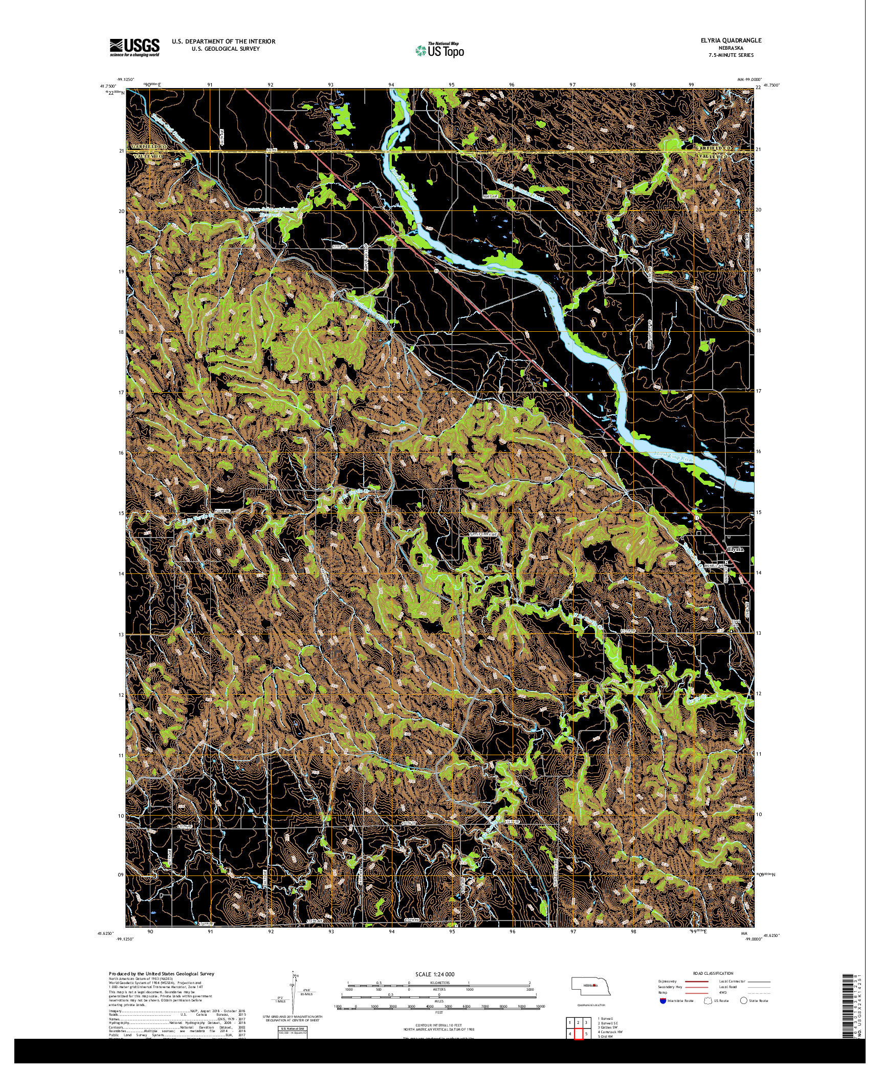 USGS US TOPO 7.5-MINUTE MAP FOR ELYRIA, NE 2017