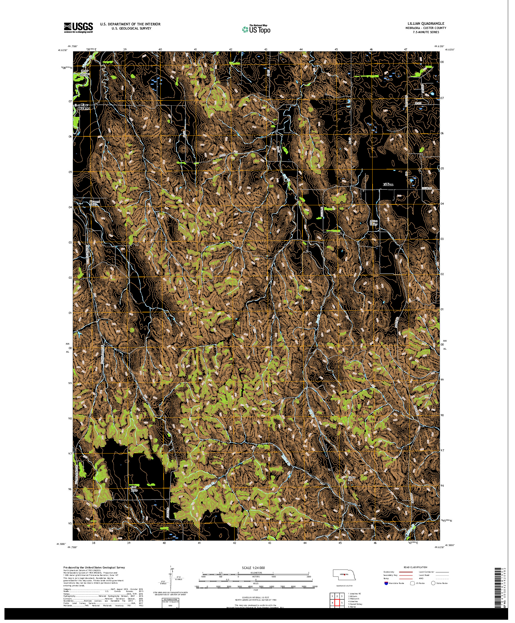 USGS US TOPO 7.5-MINUTE MAP FOR LILLIAN, NE 2017