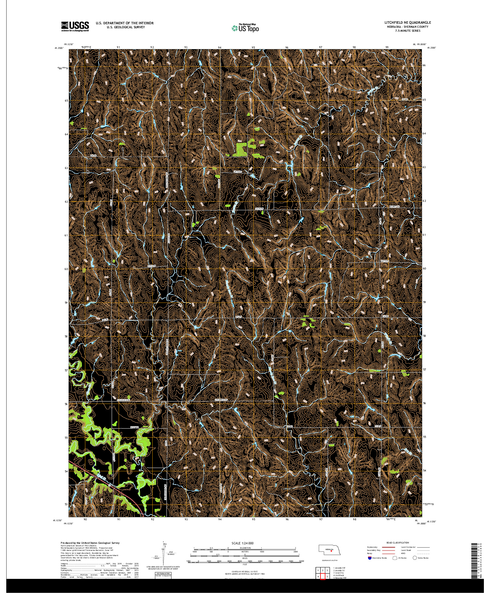 USGS US TOPO 7.5-MINUTE MAP FOR LITCHFIELD NE, NE 2017