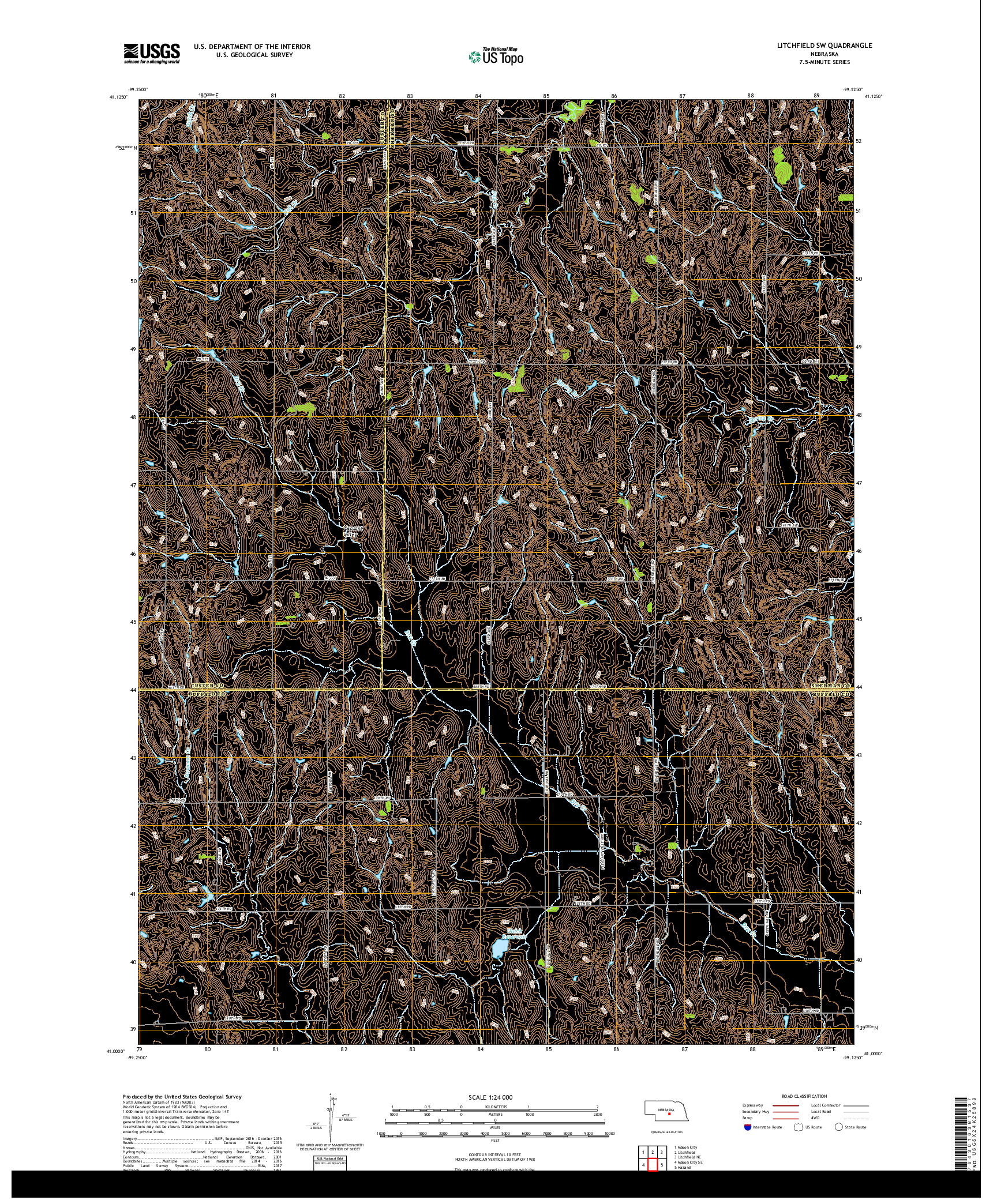 USGS US TOPO 7.5-MINUTE MAP FOR LITCHFIELD SW, NE 2017