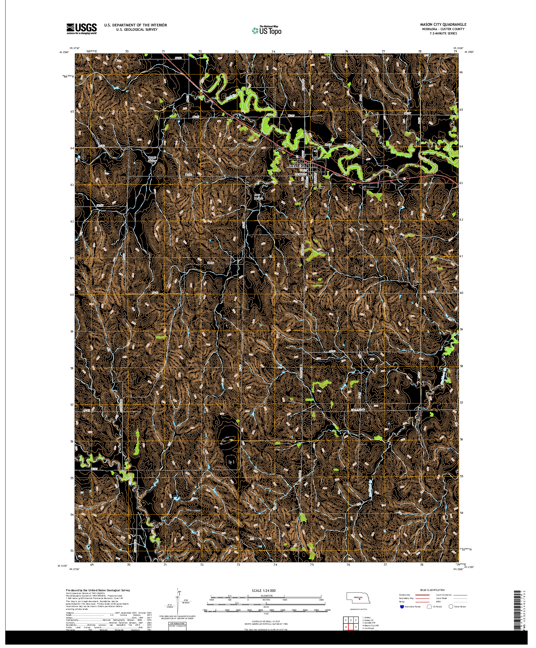 USGS US TOPO 7.5-MINUTE MAP FOR MASON CITY, NE 2017