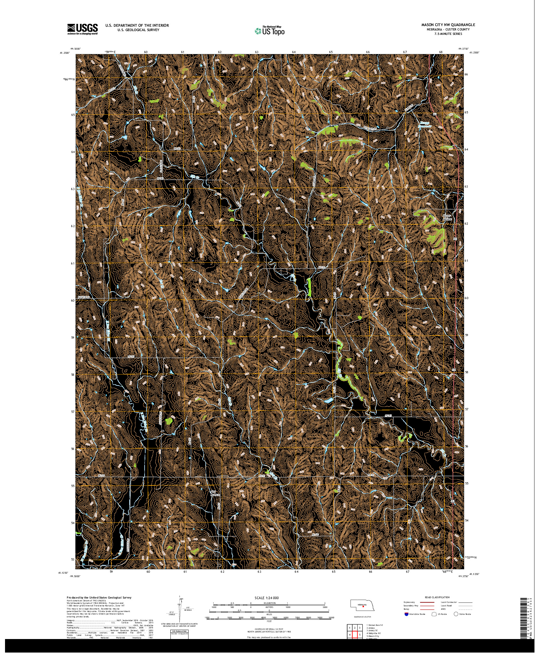 USGS US TOPO 7.5-MINUTE MAP FOR MASON CITY NW, NE 2017