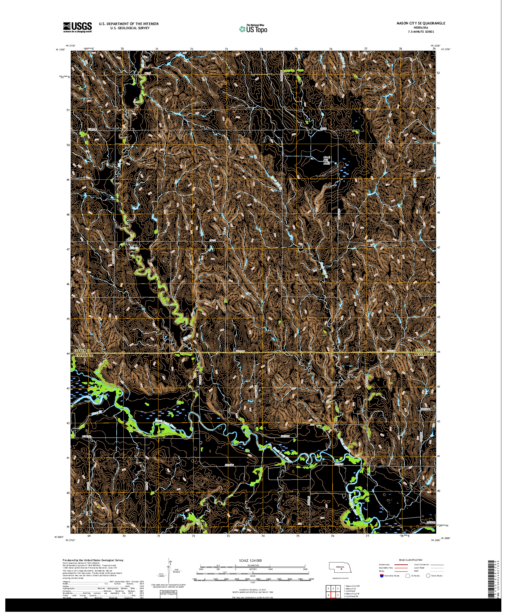 USGS US TOPO 7.5-MINUTE MAP FOR MASON CITY SE, NE 2017