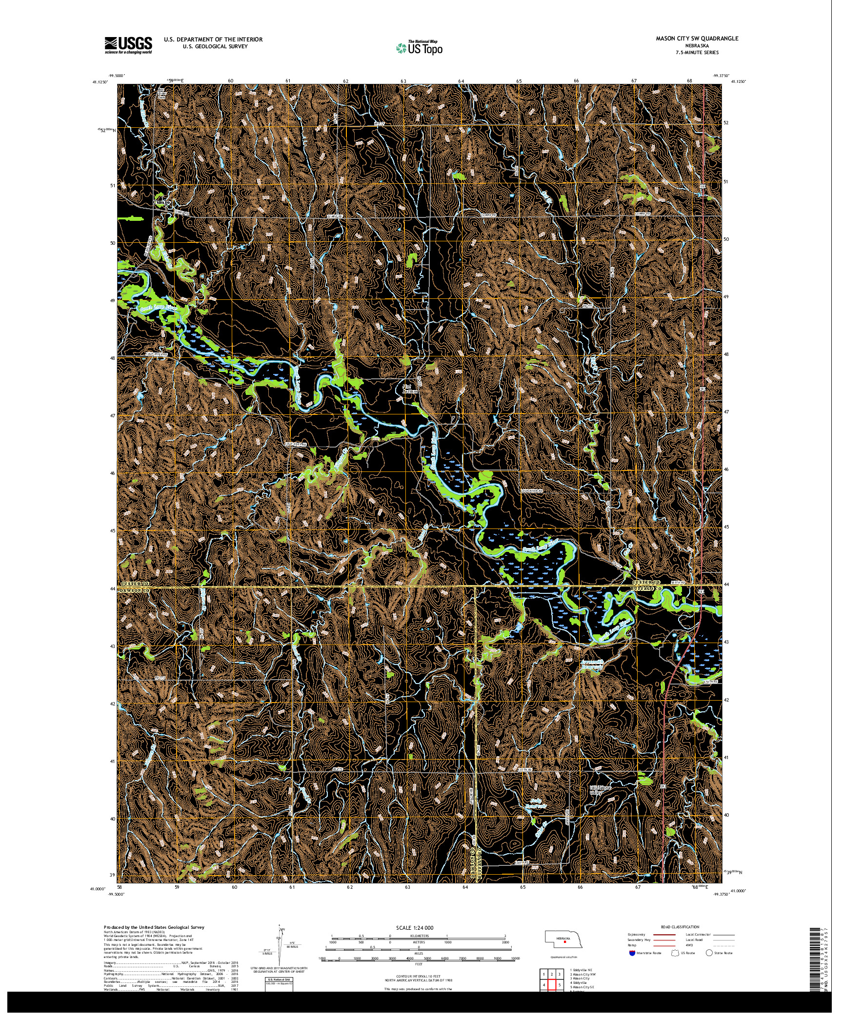 USGS US TOPO 7.5-MINUTE MAP FOR MASON CITY SW, NE 2017