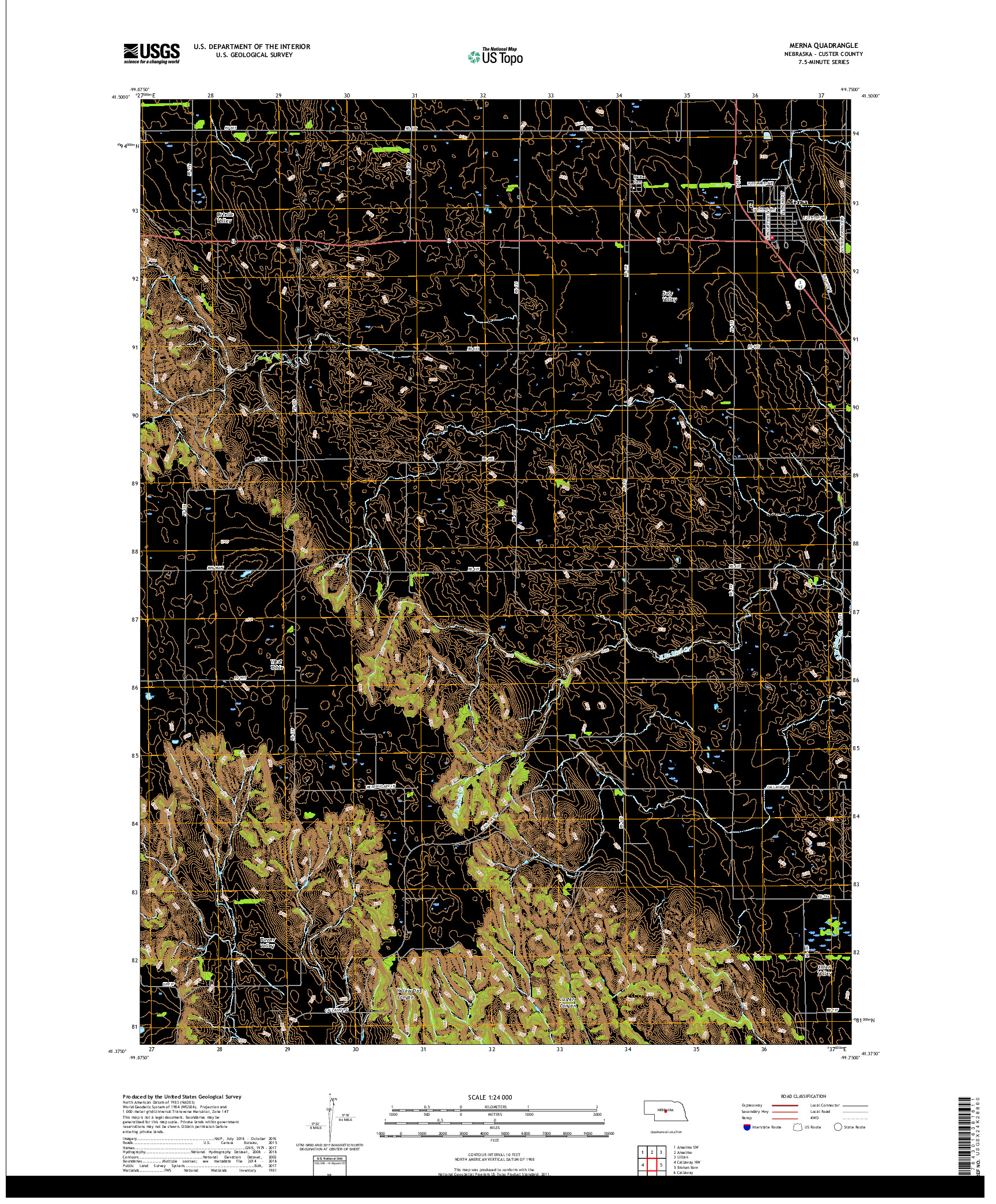 USGS US TOPO 7.5-MINUTE MAP FOR MERNA, NE 2017