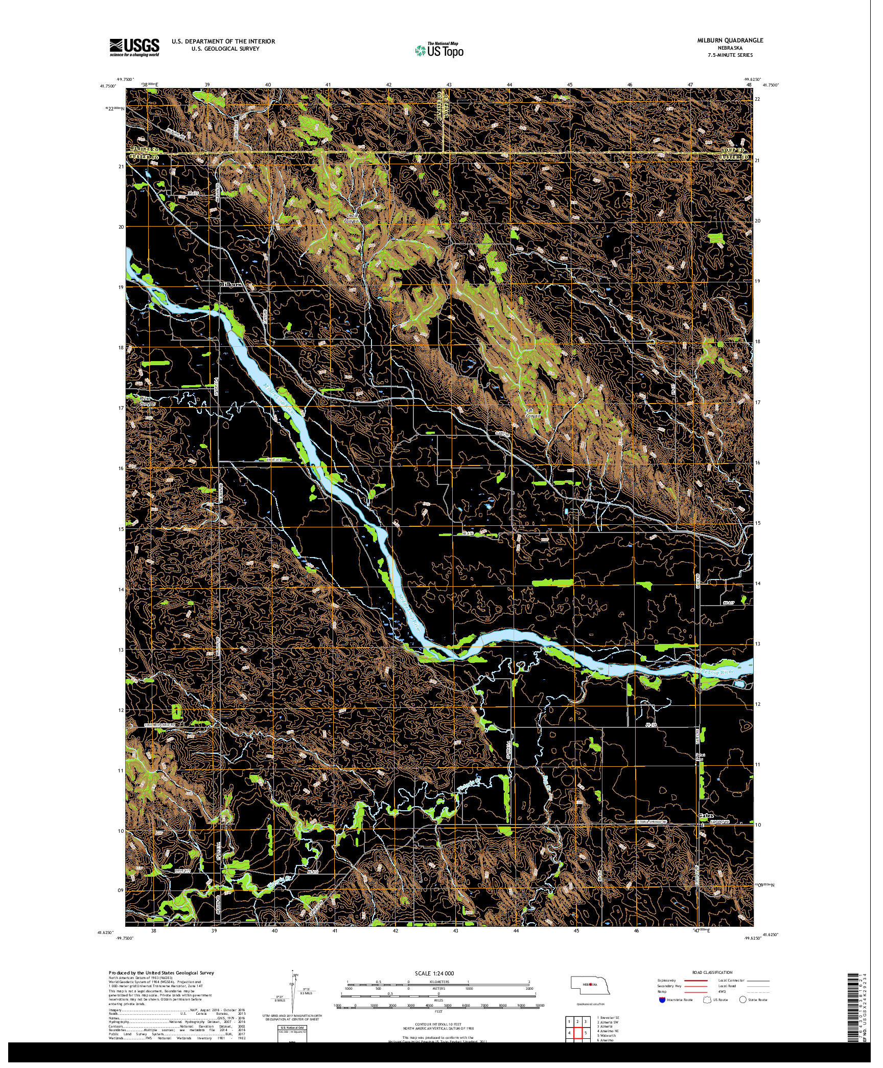 USGS US TOPO 7.5-MINUTE MAP FOR MILBURN, NE 2017