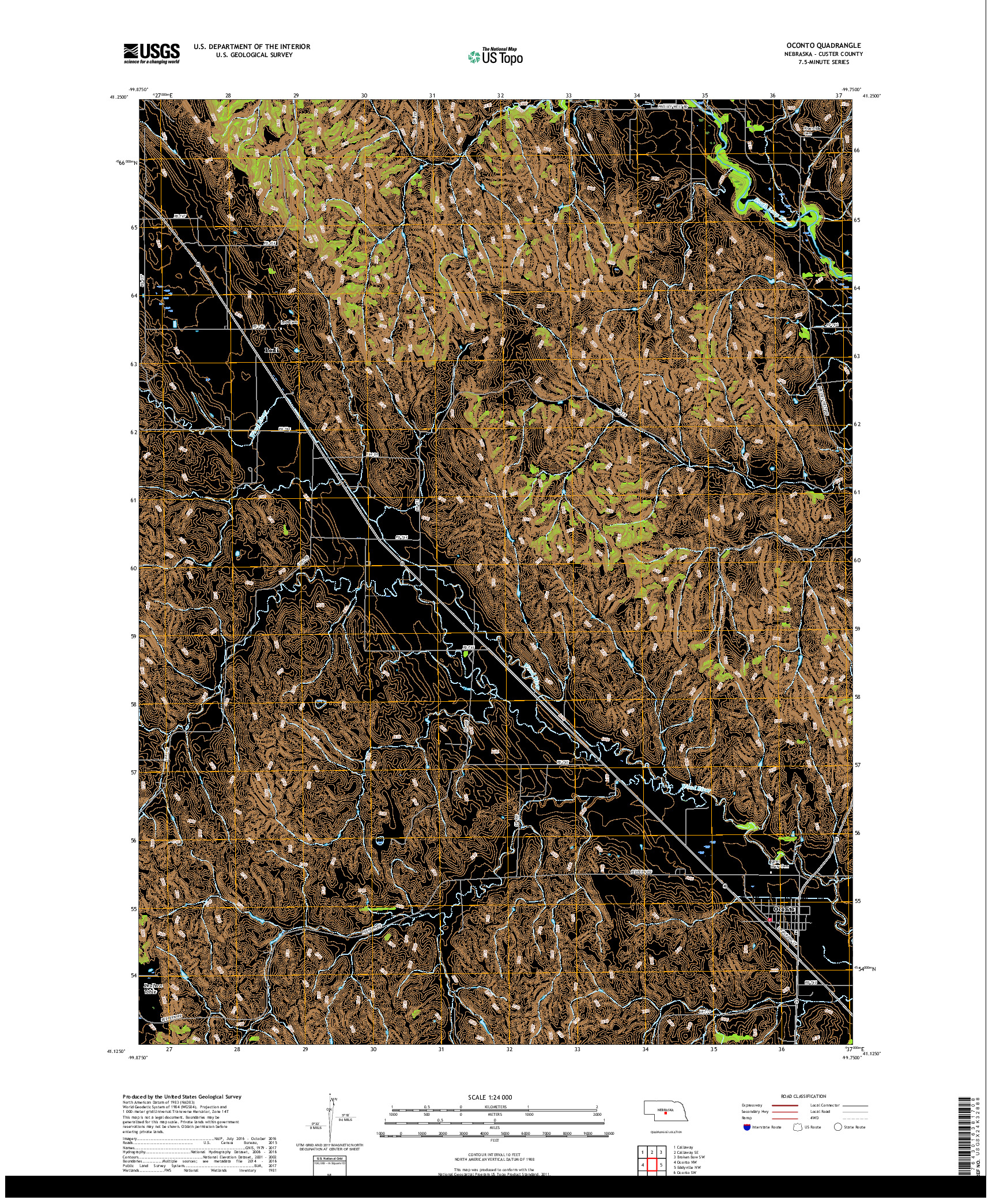 USGS US TOPO 7.5-MINUTE MAP FOR OCONTO, NE 2017