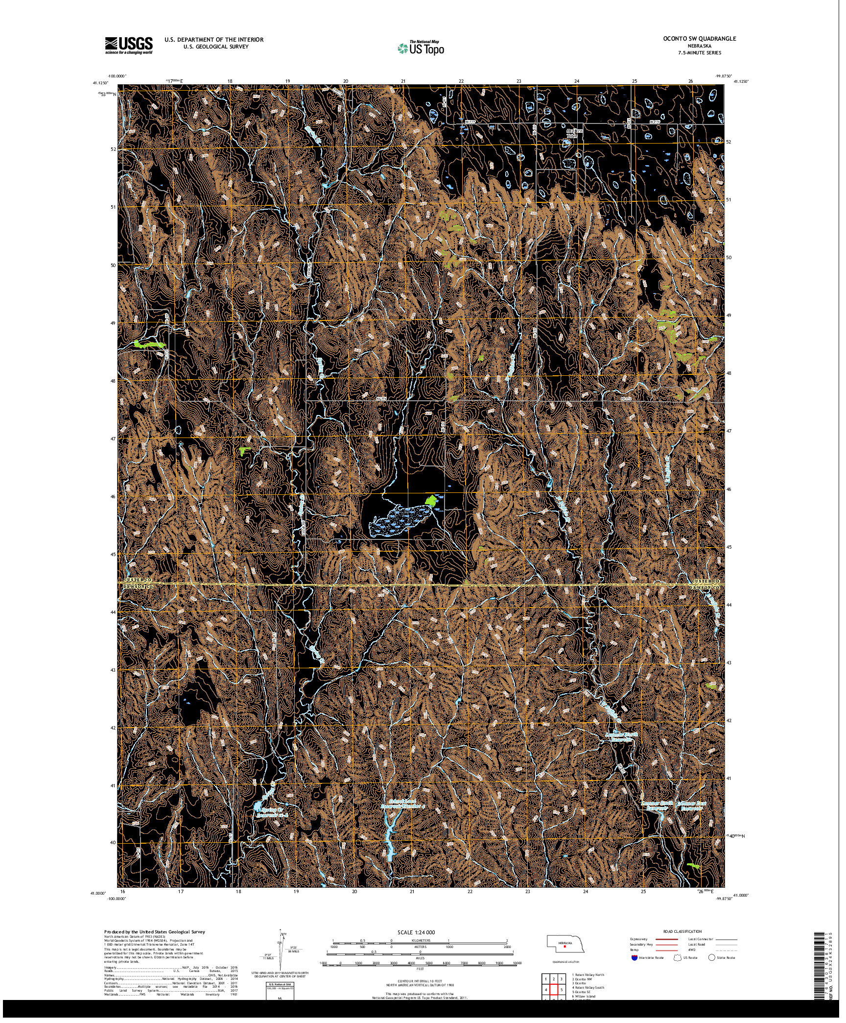 USGS US TOPO 7.5-MINUTE MAP FOR OCONTO SW, NE 2017