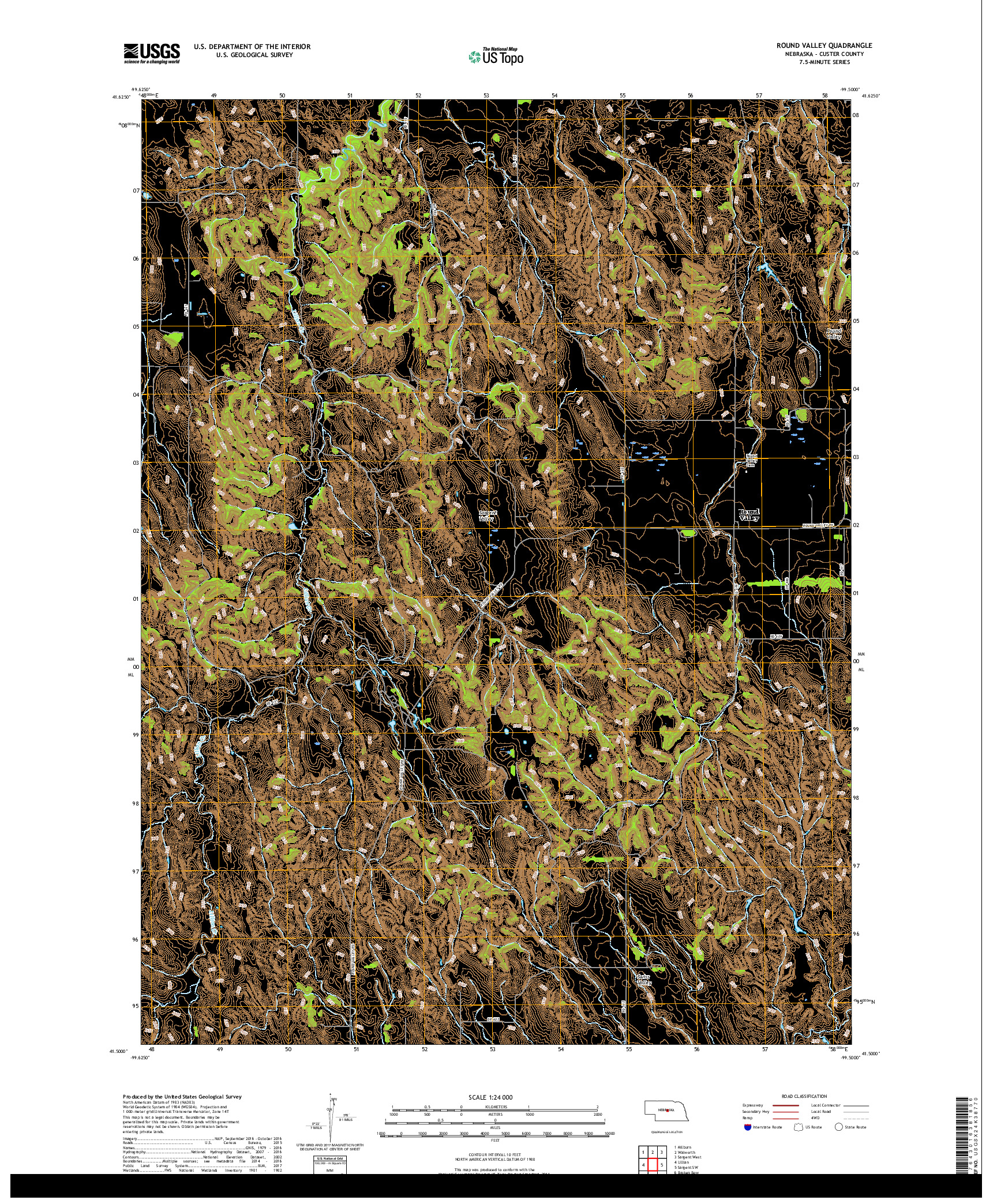 USGS US TOPO 7.5-MINUTE MAP FOR ROUND VALLEY, NE 2017