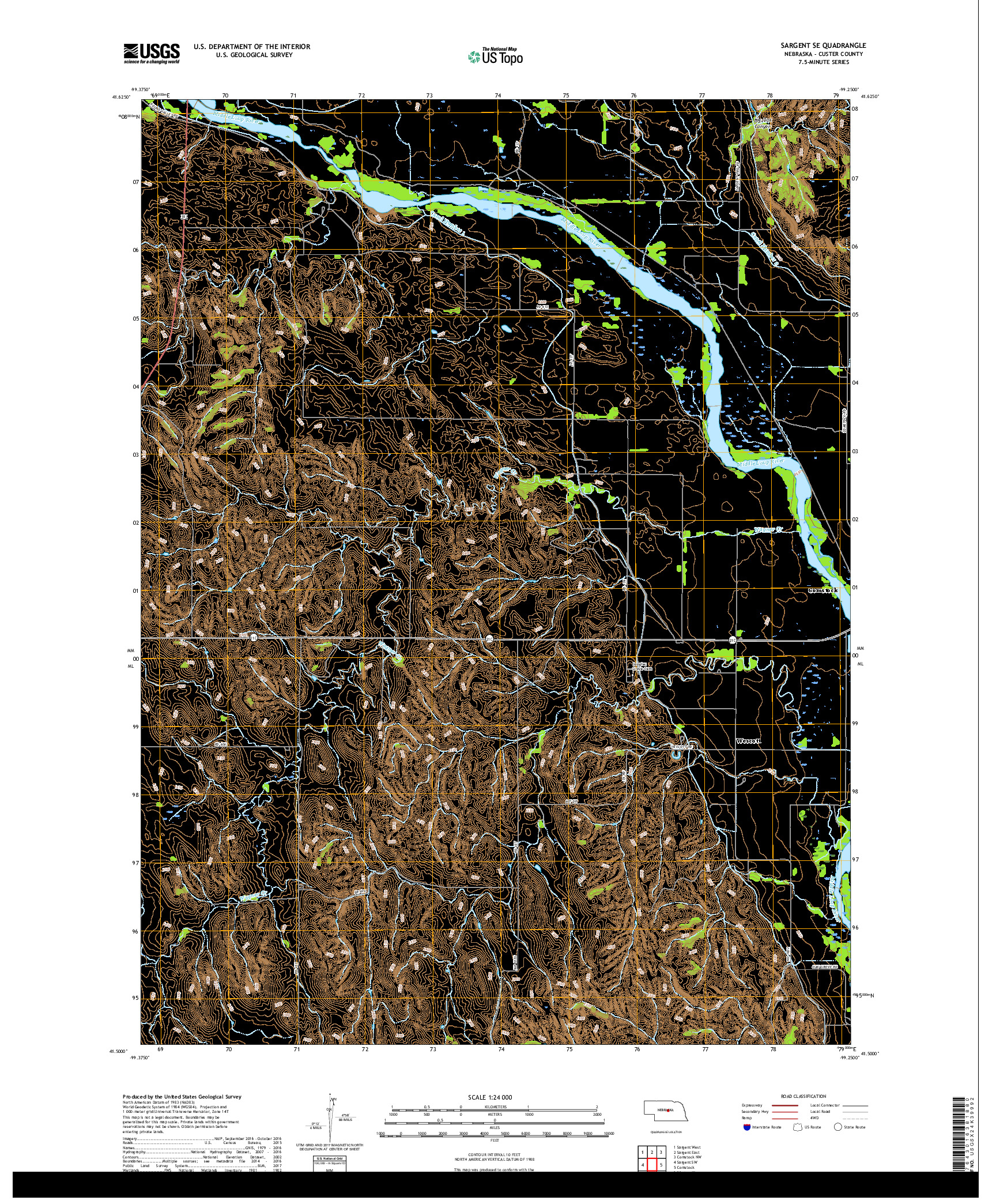 USGS US TOPO 7.5-MINUTE MAP FOR SARGENT SE, NE 2017