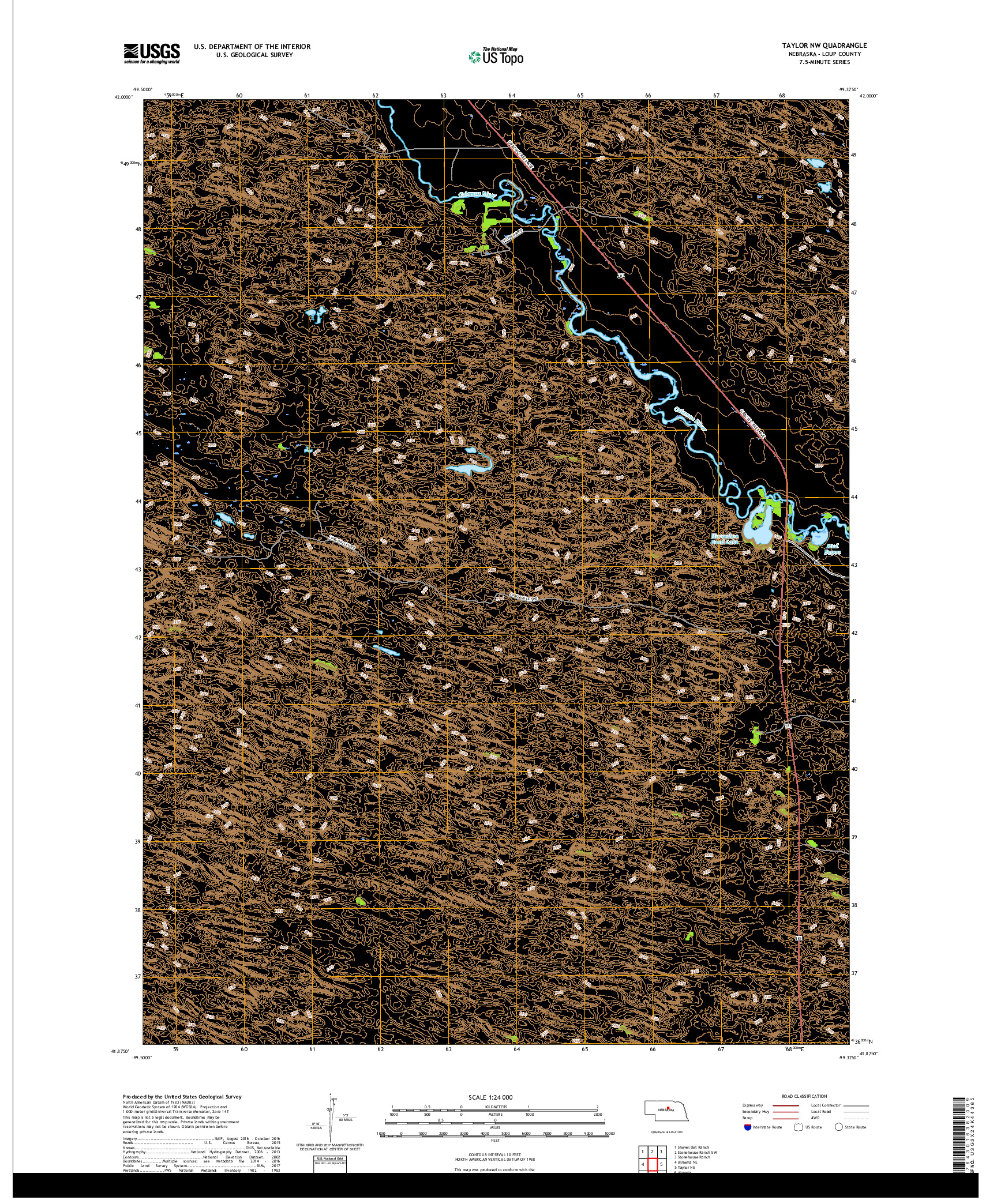 USGS US TOPO 7.5-MINUTE MAP FOR TAYLOR NW, NE 2017