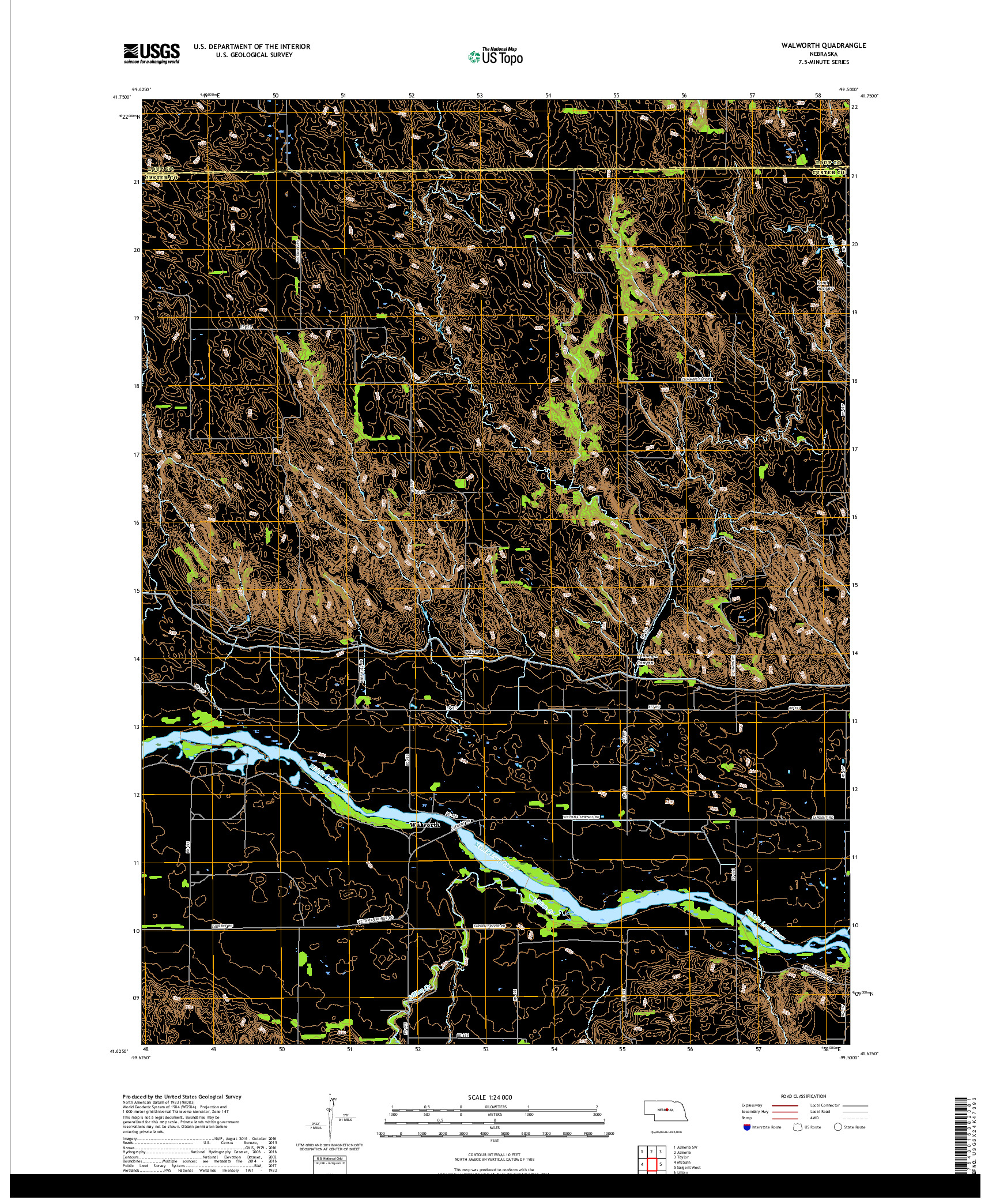USGS US TOPO 7.5-MINUTE MAP FOR WALWORTH, NE 2017