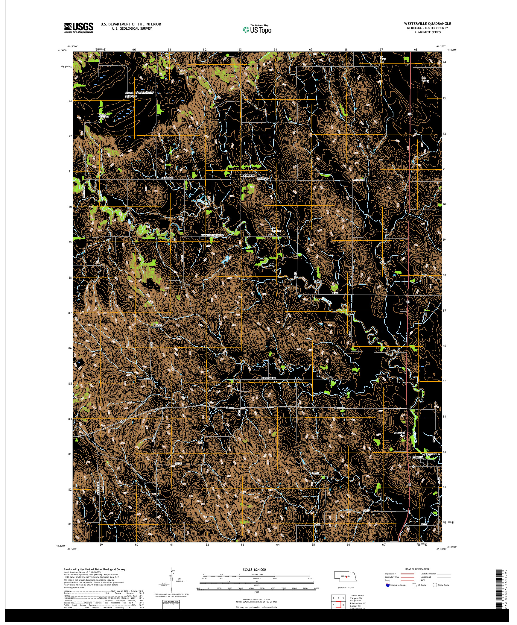 USGS US TOPO 7.5-MINUTE MAP FOR WESTERVILLE, NE 2017