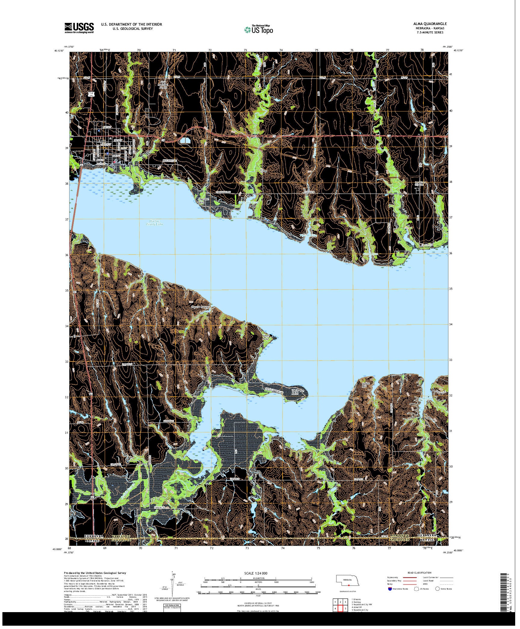 USGS US TOPO 7.5-MINUTE MAP FOR ALMA, NE,KS 2017