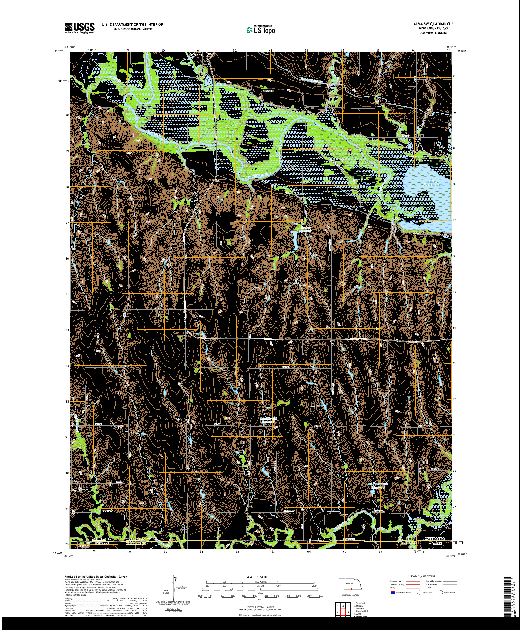 USGS US TOPO 7.5-MINUTE MAP FOR ALMA SW, NE,KS 2017