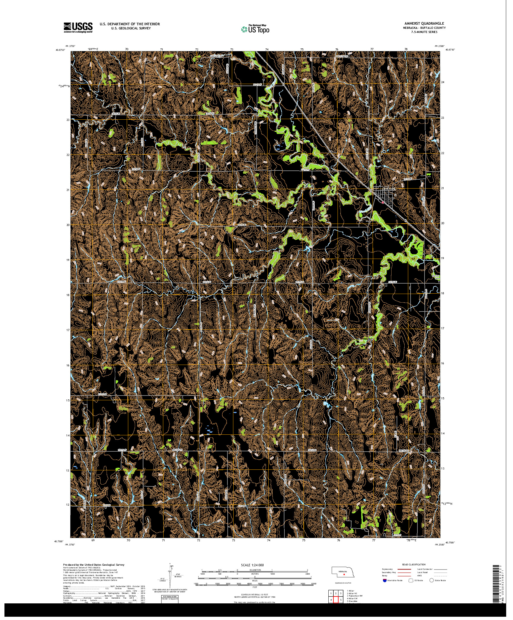 USGS US TOPO 7.5-MINUTE MAP FOR AMHERST, NE 2017