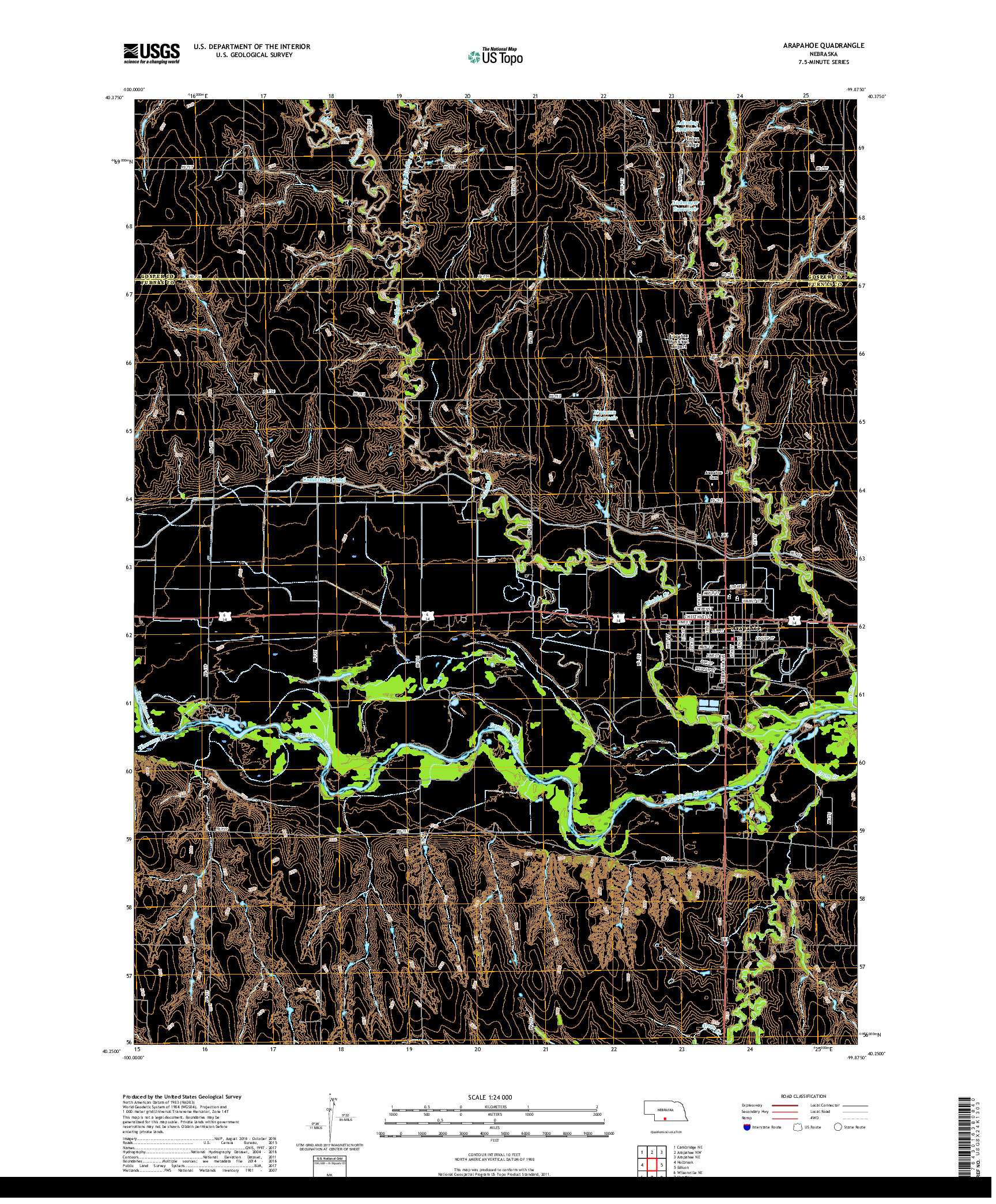USGS US TOPO 7.5-MINUTE MAP FOR ARAPAHOE, NE 2017