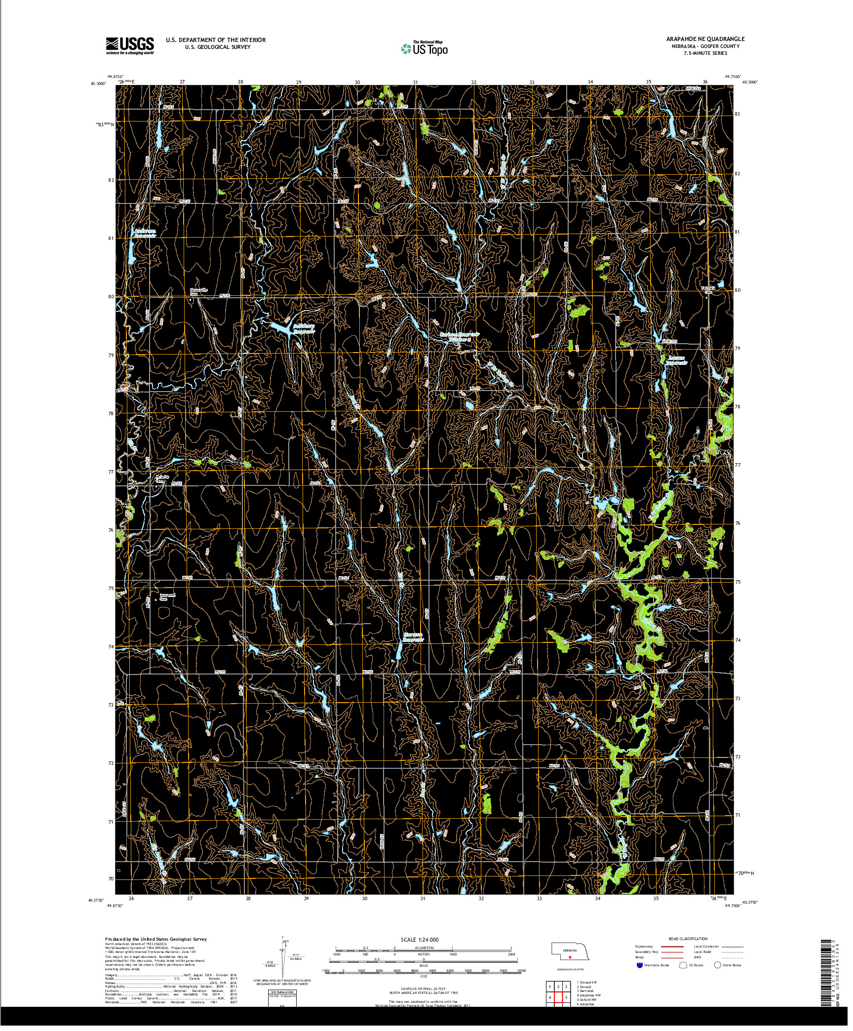 USGS US TOPO 7.5-MINUTE MAP FOR ARAPAHOE NE, NE 2017